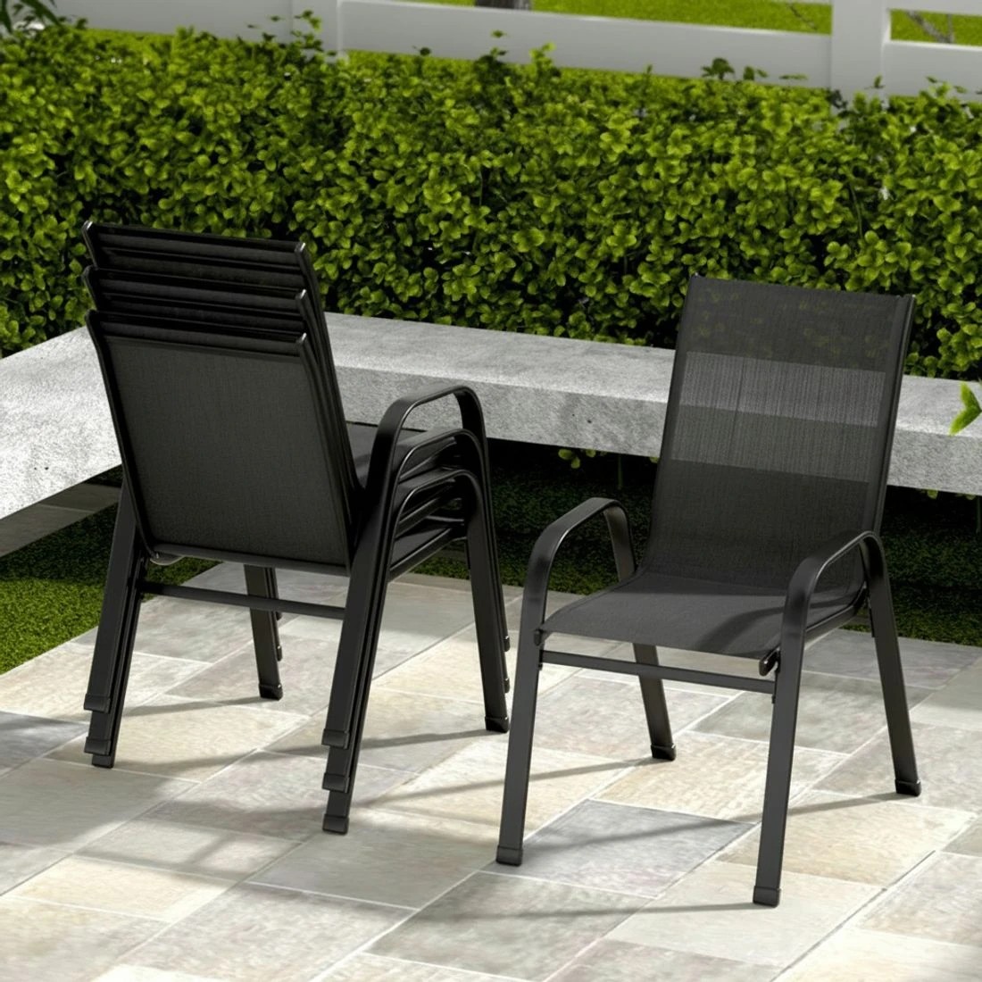 4 Gardeon 5PC Outdoor Dining Set Table and Chairs - Black, 4 of 5