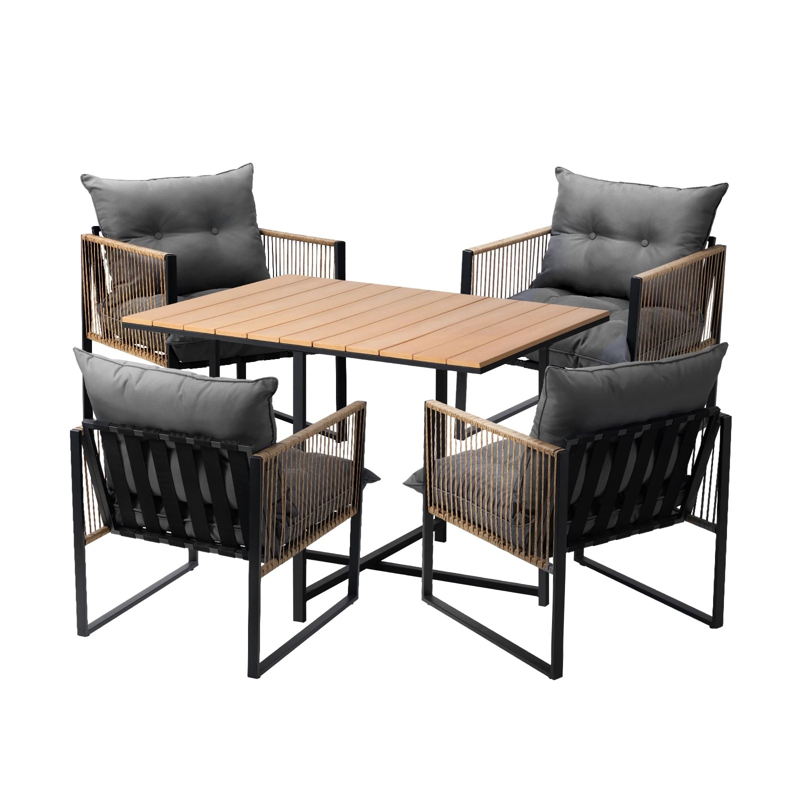 1 Livsip Outdoor Dining Set Furniture Patio Setting Wood-plastic Table 4 Seater
 - Multi, 1 of 10