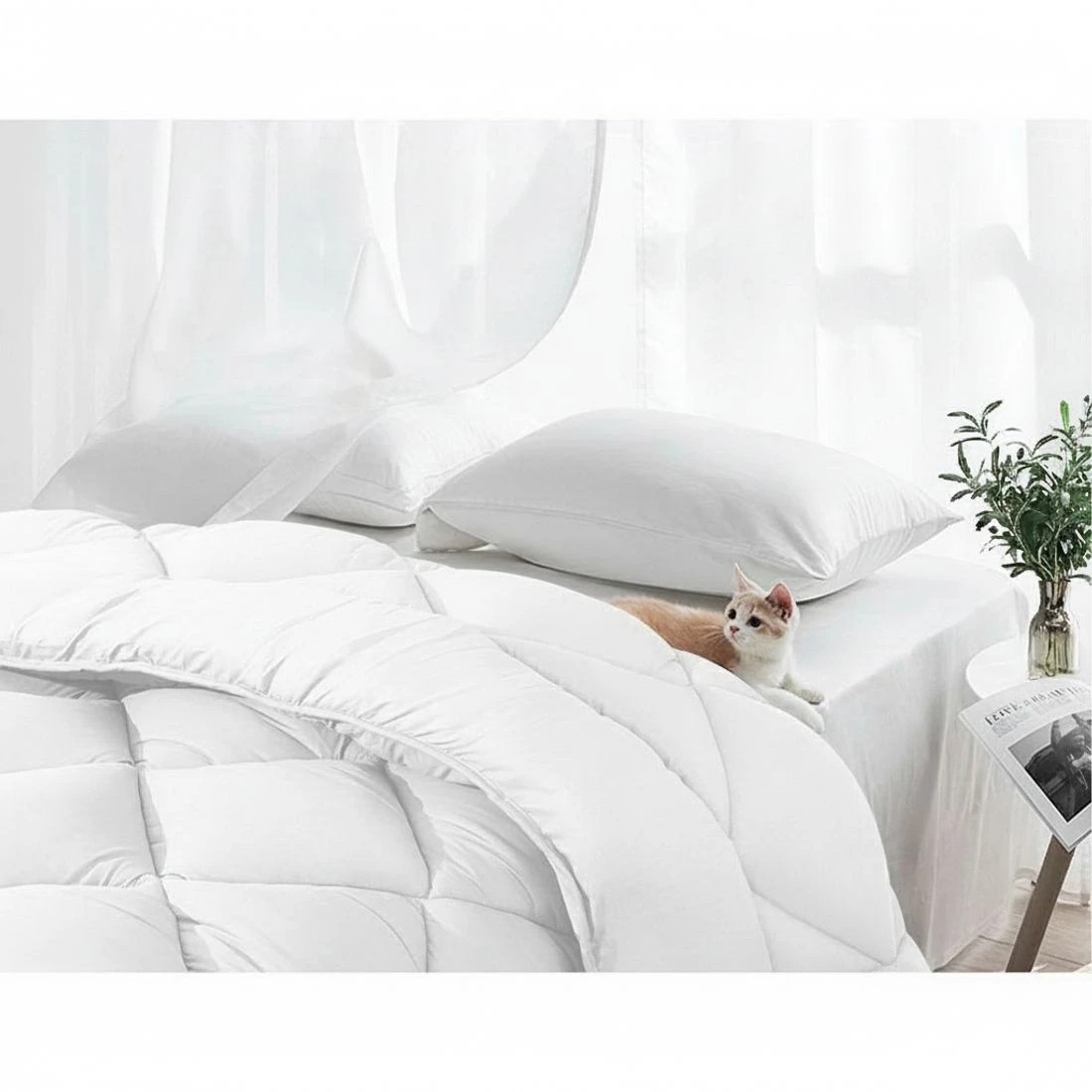 4 Giselle Bedding 700GSM Microfibre Bamboo Quilt Super King - Super King Bed - White, 4 of 6