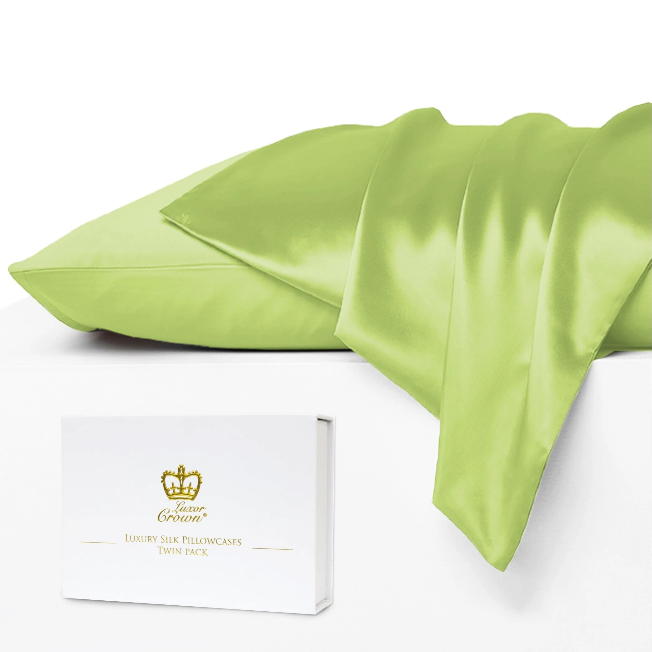 1 Luxor Crown Mulberry Silk Pillowcase (Twin Pack) - Pistachio, 1 of 2