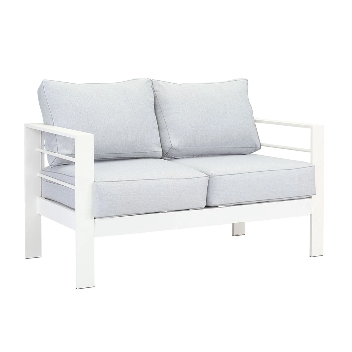 7 Moda Living Paris 3+2 Seater White Aluminium Sofa Lounge - Light Grey Cushion - White, 7 of 7