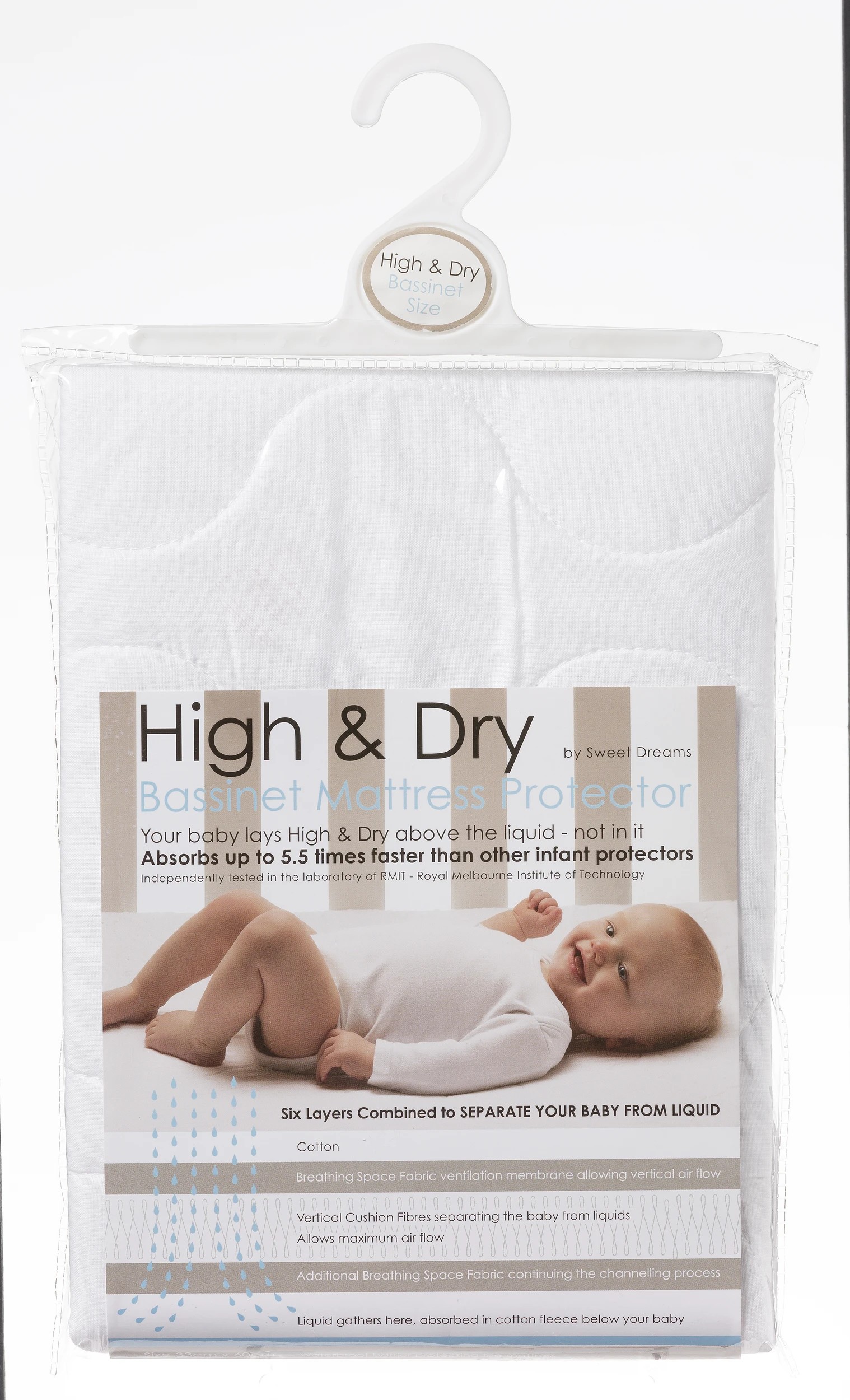 1 Sweet Dreams High & Dry Bassinet Mattress Protector, 1 of 2