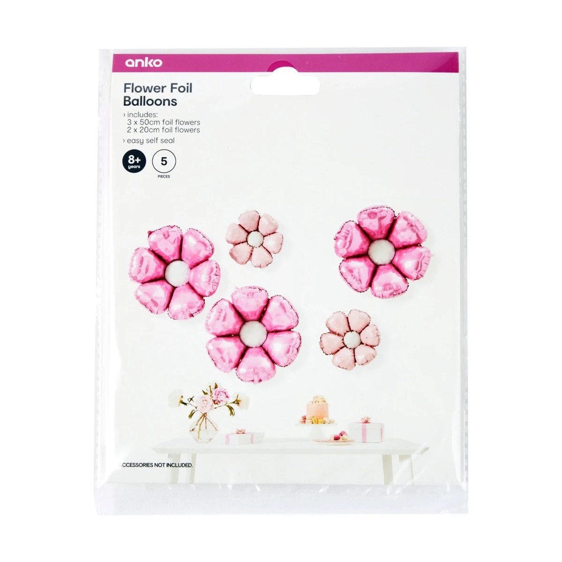 5 5 Pack Flower Foil Balloons, 5 of 5