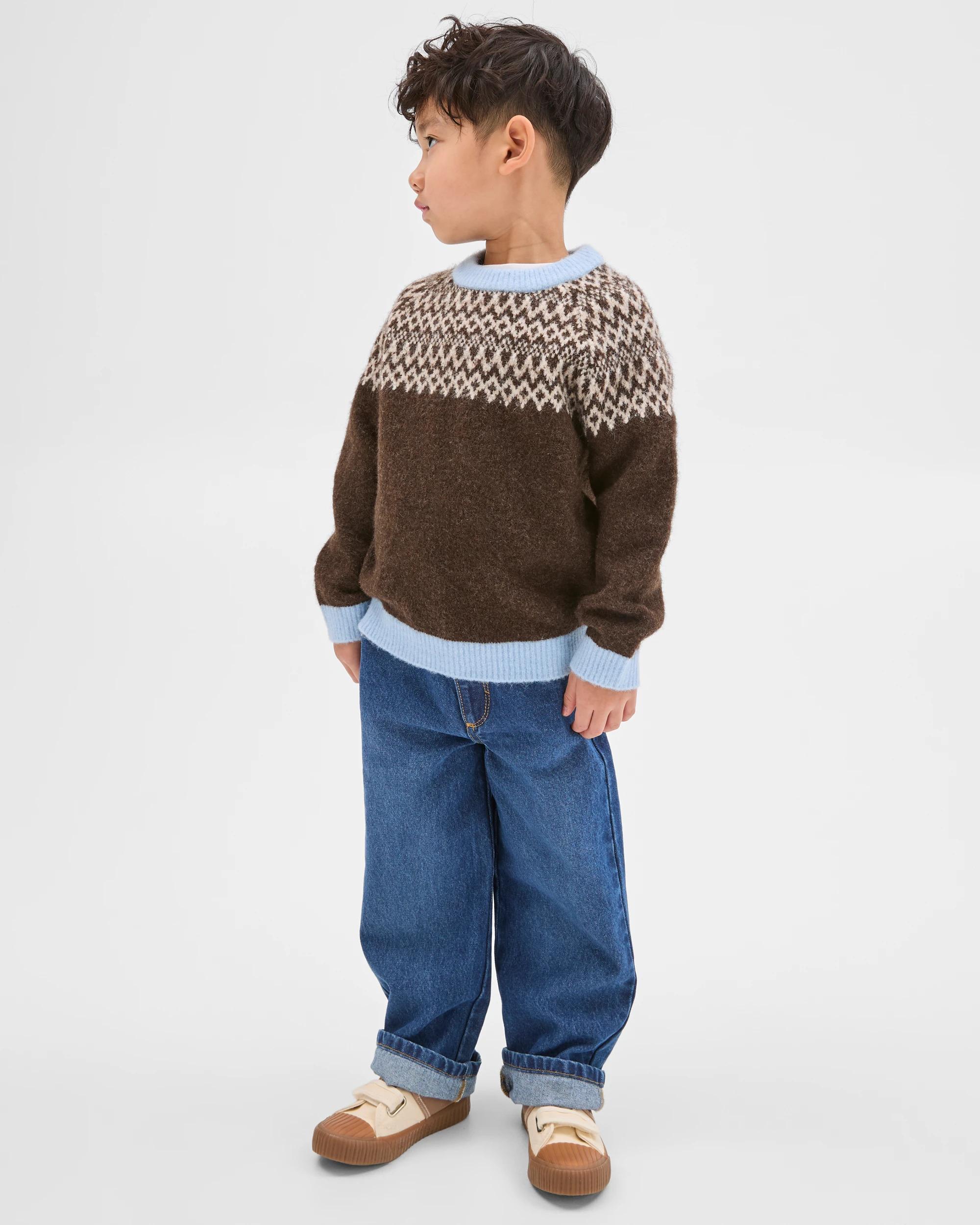 2 Target Kids Fairisle Knit Crew Neck Jumper BROWN, 2 of 6