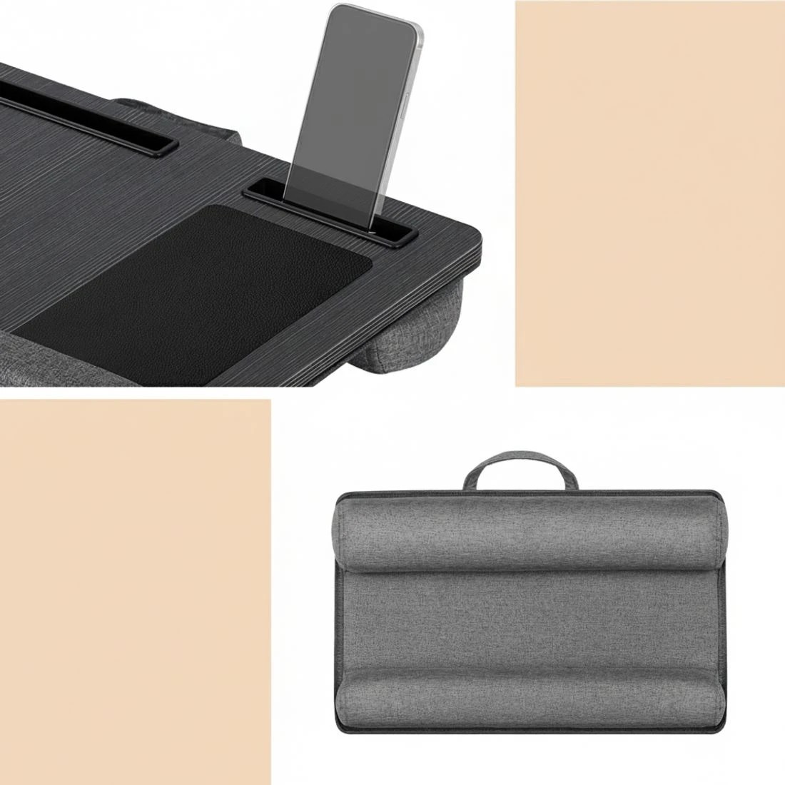 5 Artiss Lap Desk Laptop DeskS Portable w/ Wrist-rest Phone Slot Mouse Pad - Black, 5 of 5