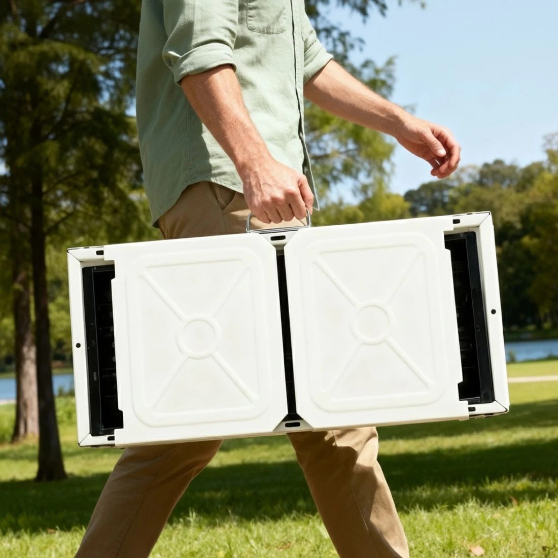 6 Grillz Portable BBQ Grill w/ Stainless Steel Racks & Pans for - Beige, 6 of 7