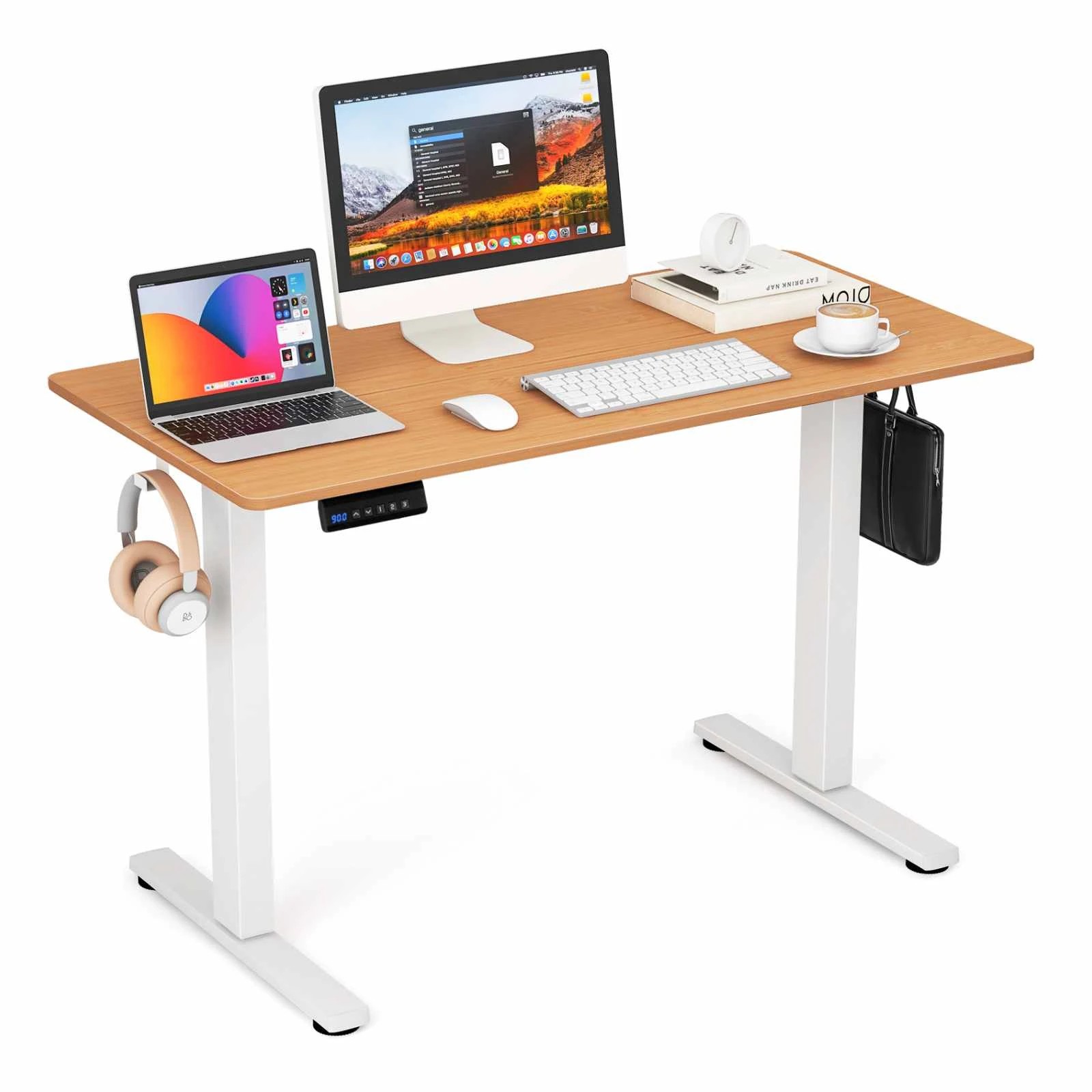 4 Costway Electric Standing Desk Motorised Sit Stand 3 Height Memory Computer Desk - Natural, 4 of 4