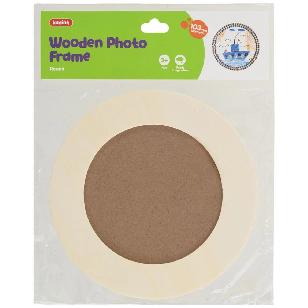 1 Kadink Round Wooden Photo Frame 10.3cm, 1 of 4