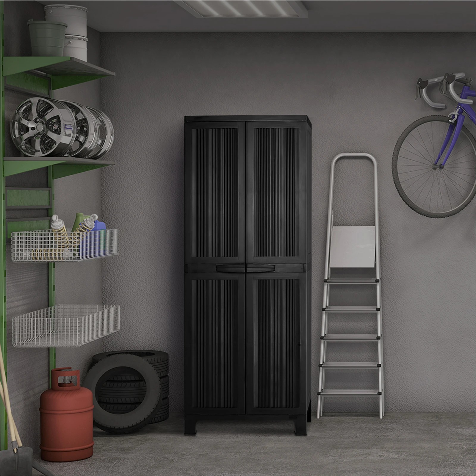 5 Livsip Outdoor Storage Cabinet Box Cupboard Garage Garden Adjustable Lockable - Black, 5 of 7