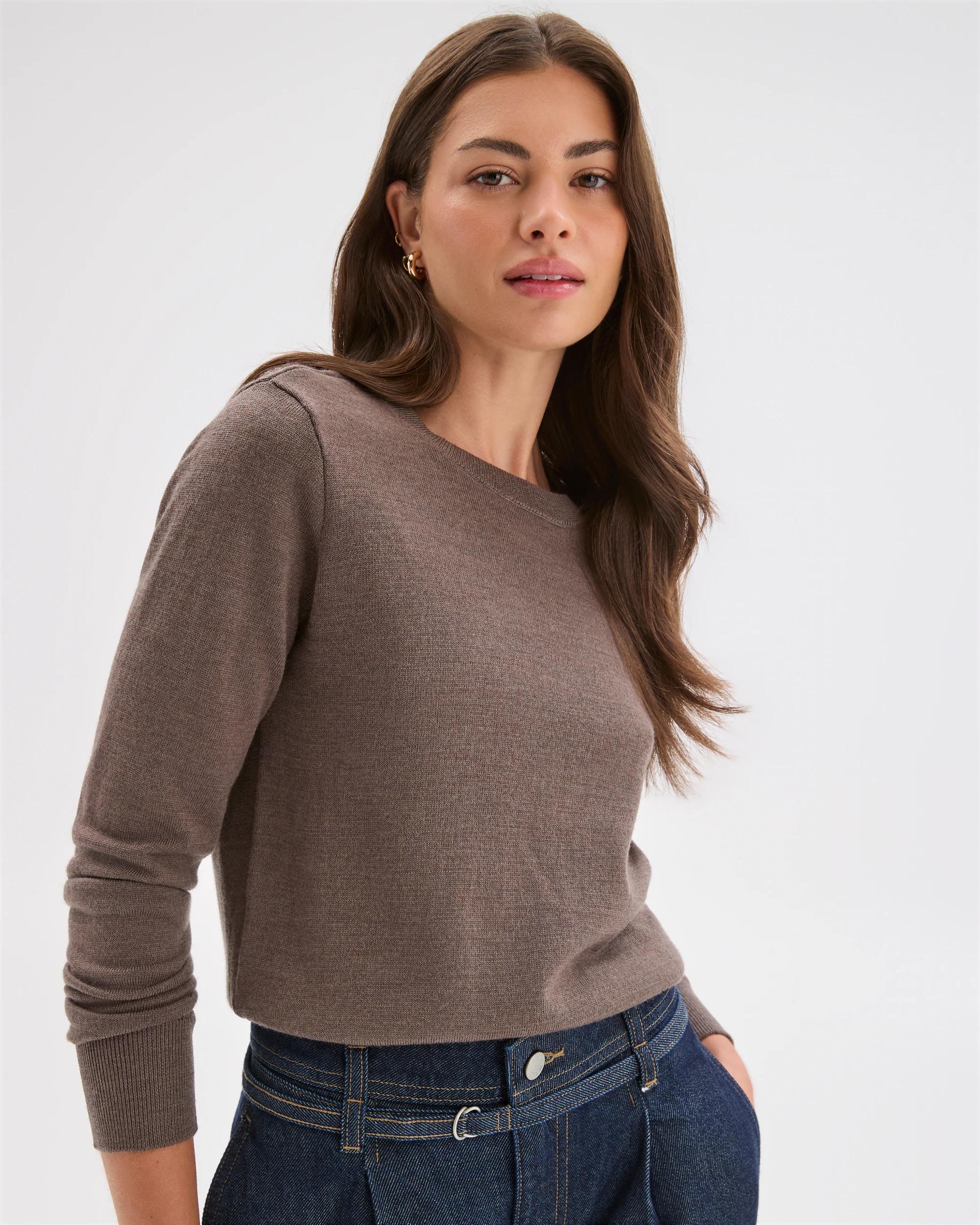 7 Target Petites Petites Australian Merino Wool Crew Neck Sweater TAUPE, 7 of 8