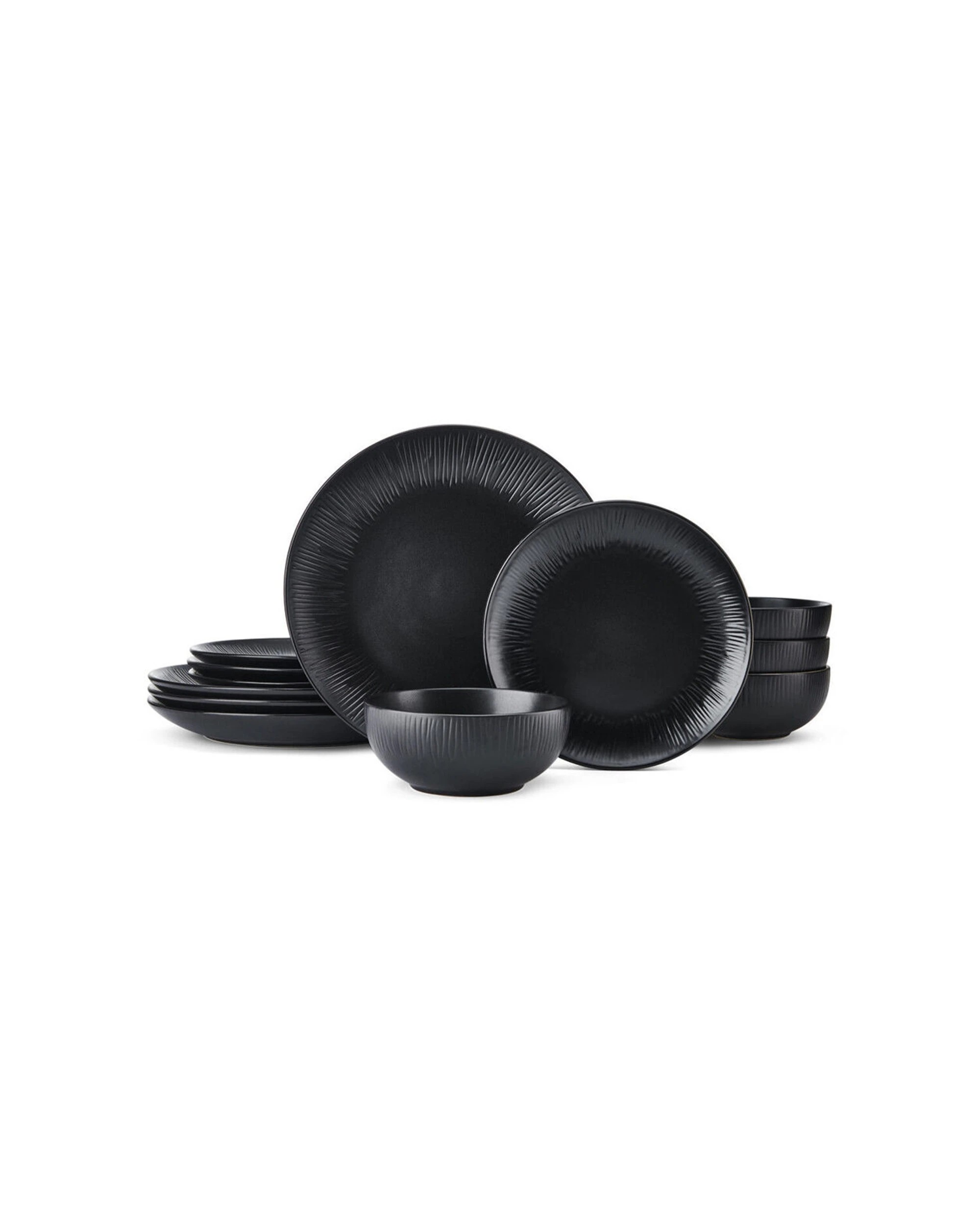 4 Mikasa Jardin 12pc Stoneware Dinner Set Botanical Vibes - Black, 4 of 6