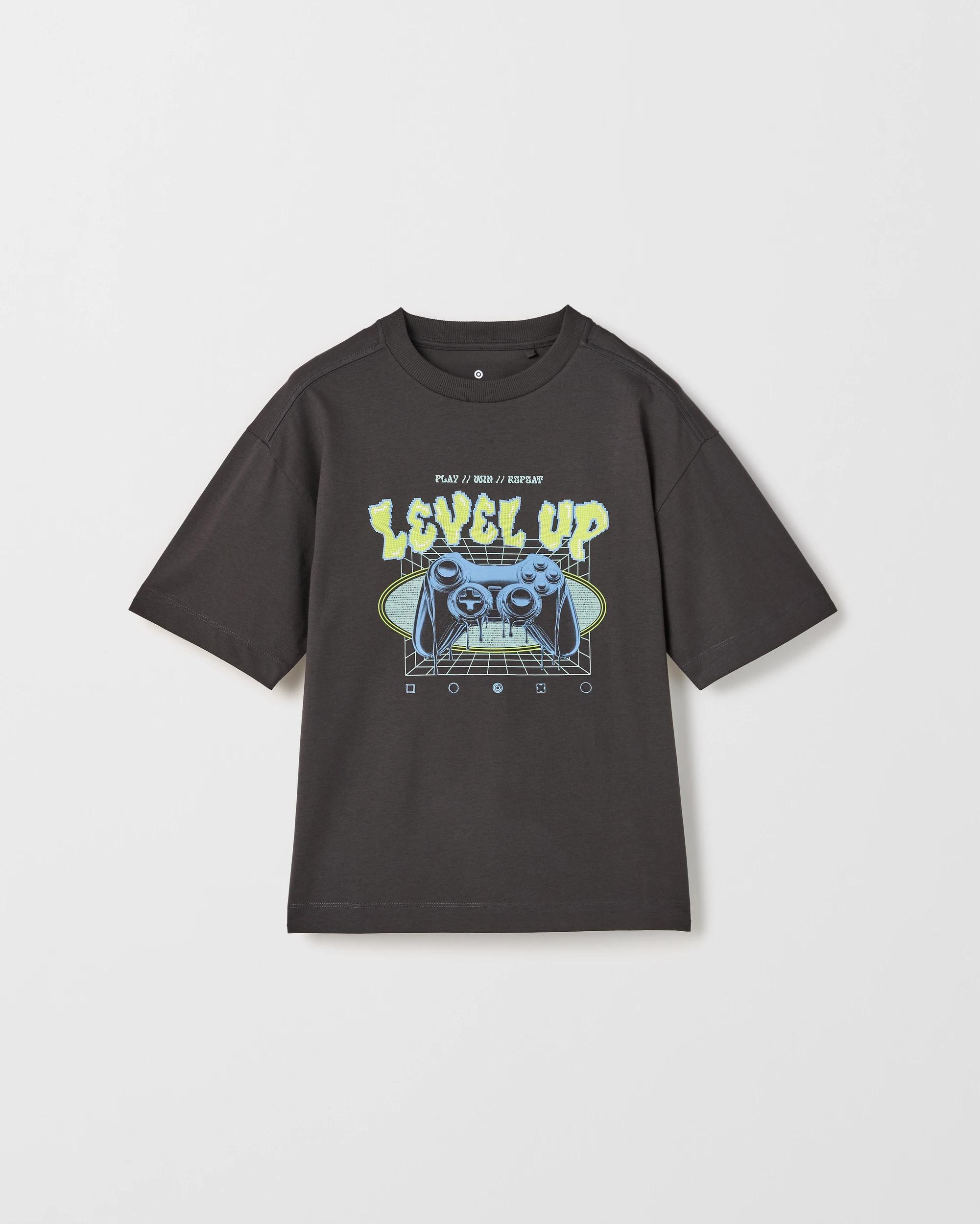 1 Target Kids Australian Cotton Graphic Print T-Shirt GAMER PHANTOM, 1 of 2