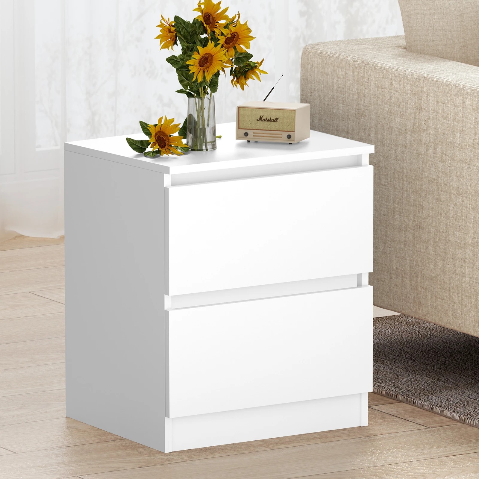 5 Alfordson Bedside Table Nightstand Storage Cabinet Side End Table - White, 5 of 10