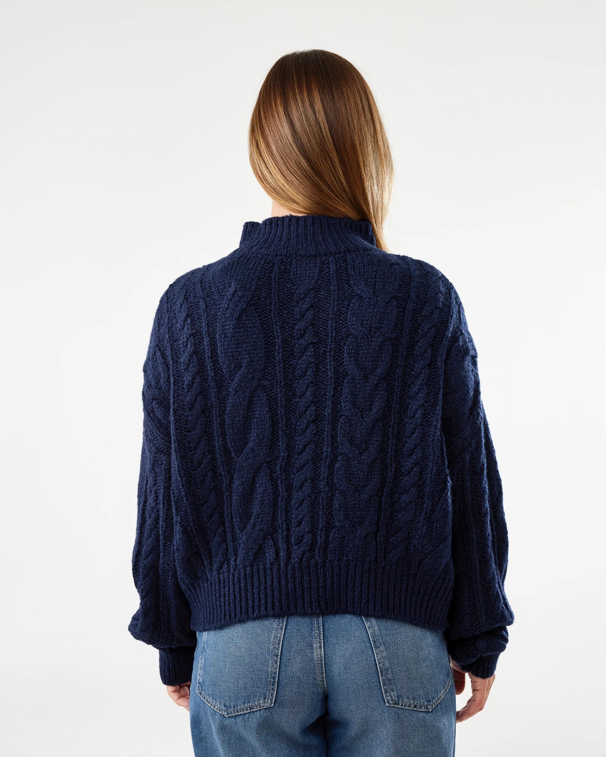 3 Cable Funnel Neck Jumper Blu Pcoat, 3 of 6