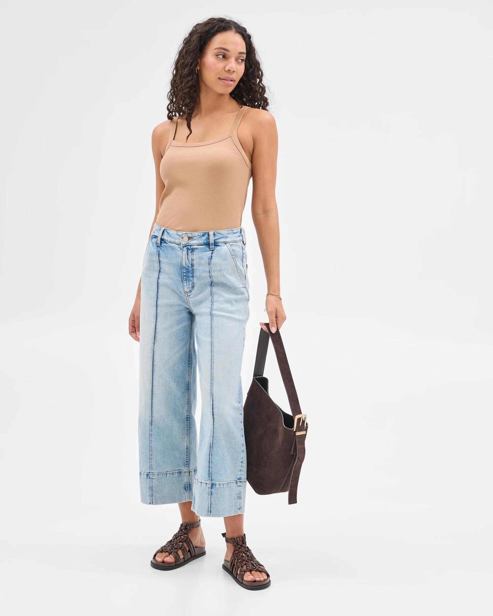 1 Target High Rise Crop Length Wide Leg Denim Jeans - Kelsey LIGHT WASH TINTED, 1 of 7