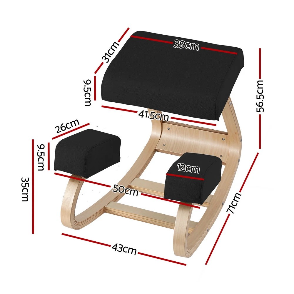 2 Artiss Kneeling Chair w/ Memory Foam, Ergonomic Posture Stool for Office/Gaming, 120kg - Black, 2 of 8