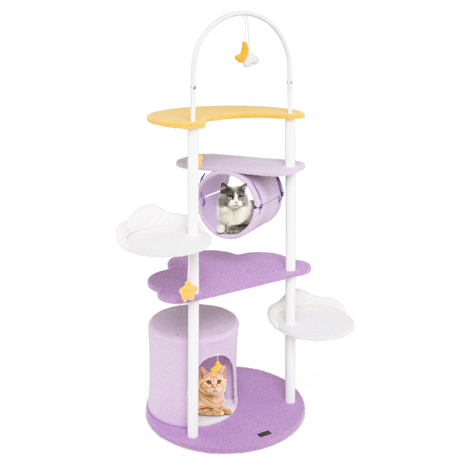 7 Costway 158cm Multi-level Cat Tree Sky-Theme Kitty Climbing Tower w/Hanging Toys, 7 of 7