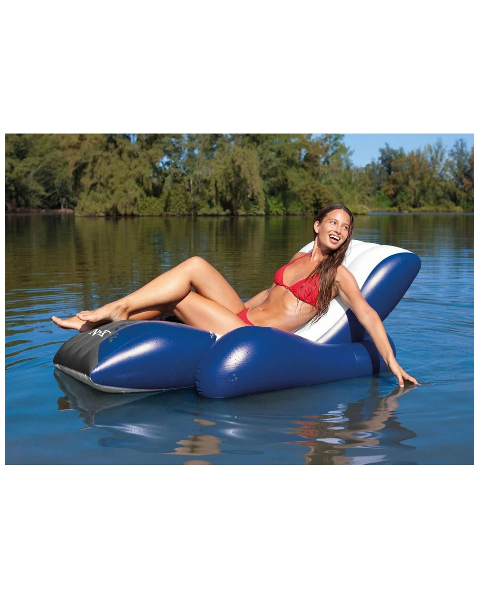 2 Intex 180cm Inflatable Floating Recliner Lounge Swimming Pool Float 15 Years Plus - Blue, 2 of 2