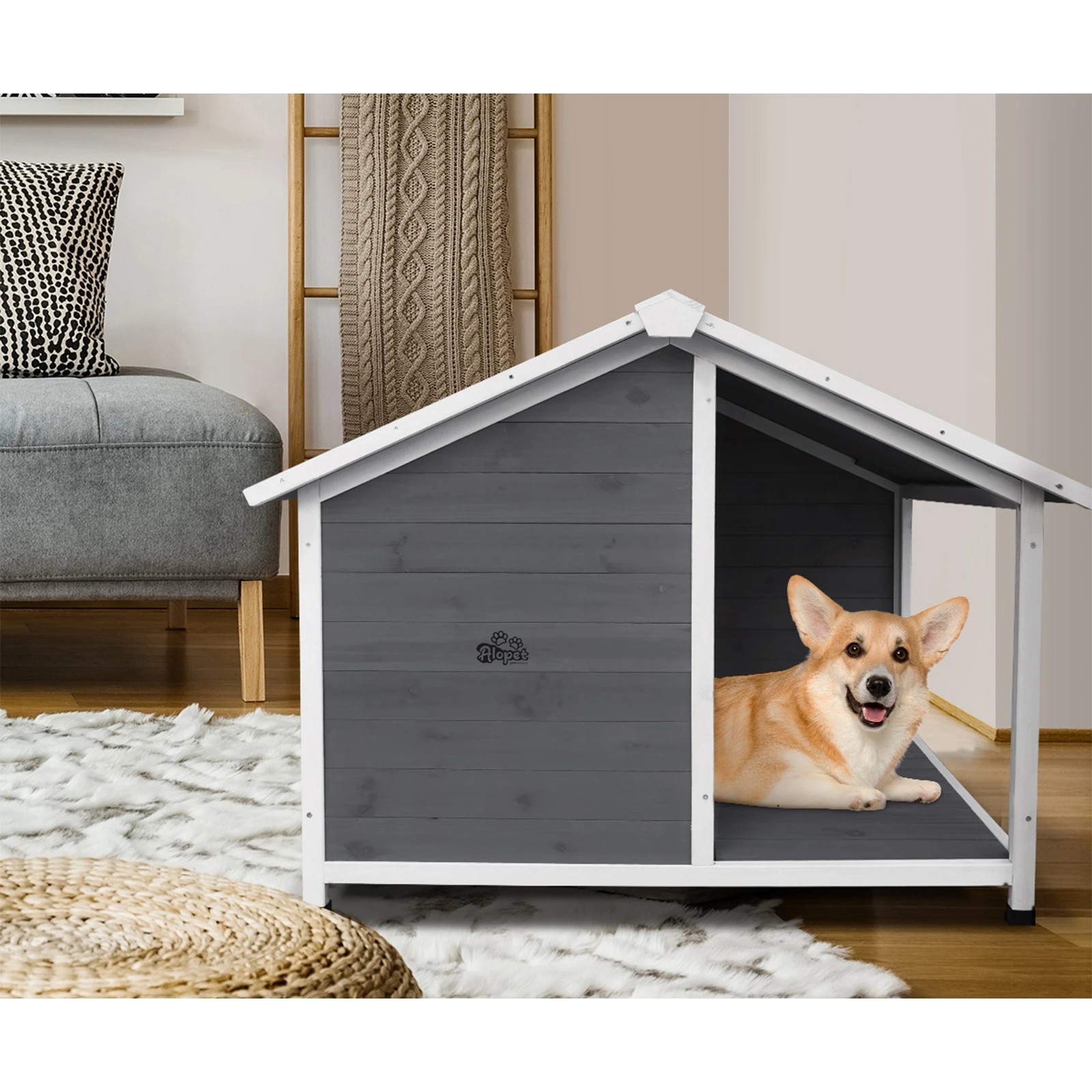 5 Alopet Dog Kennel Kennels House Outdoor Pet Wooden Large Cage Cabin Box Awning - Multi, 5 of 10