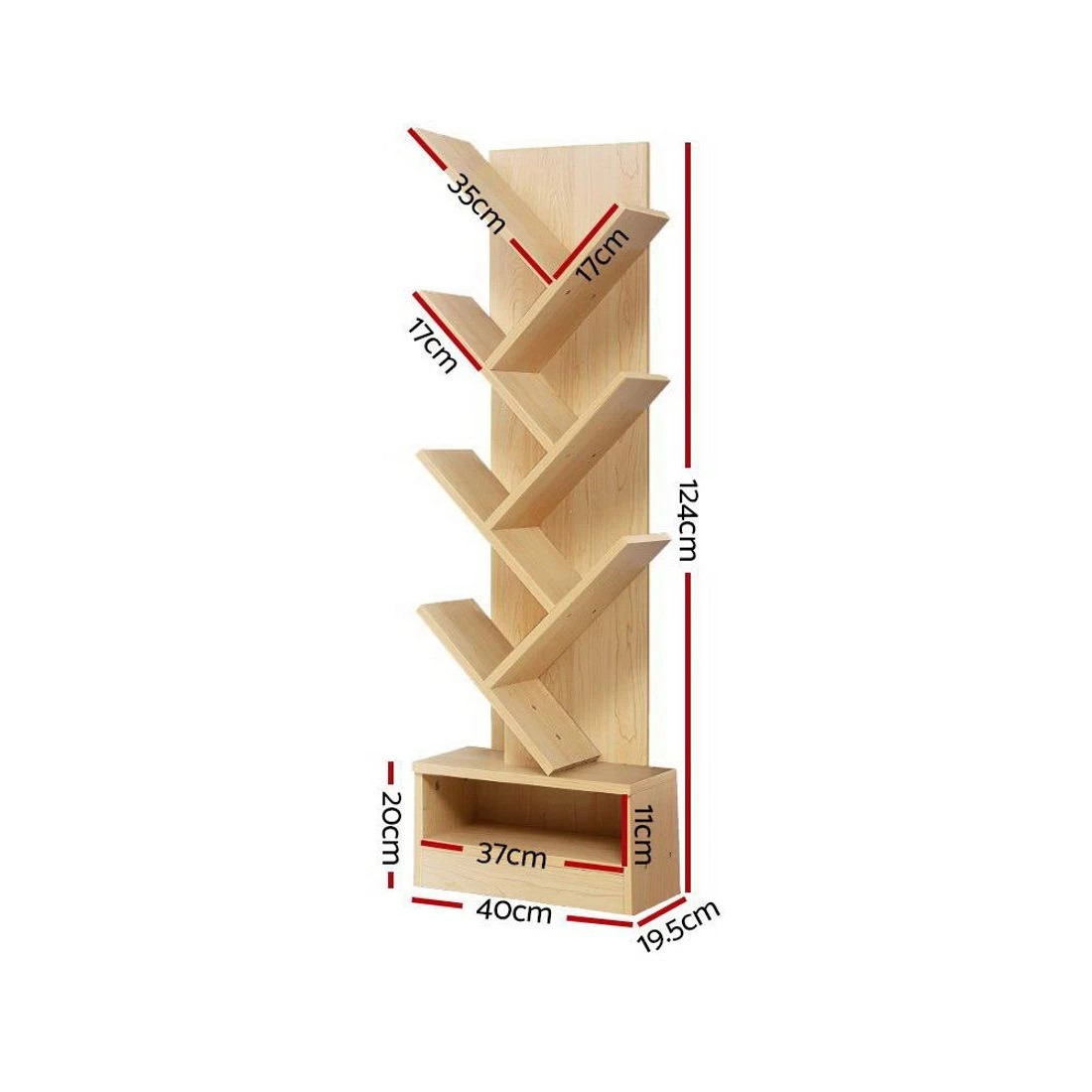 4 Artiss Tree Bookshelf 7 Tiers - Brown, 4 of 8