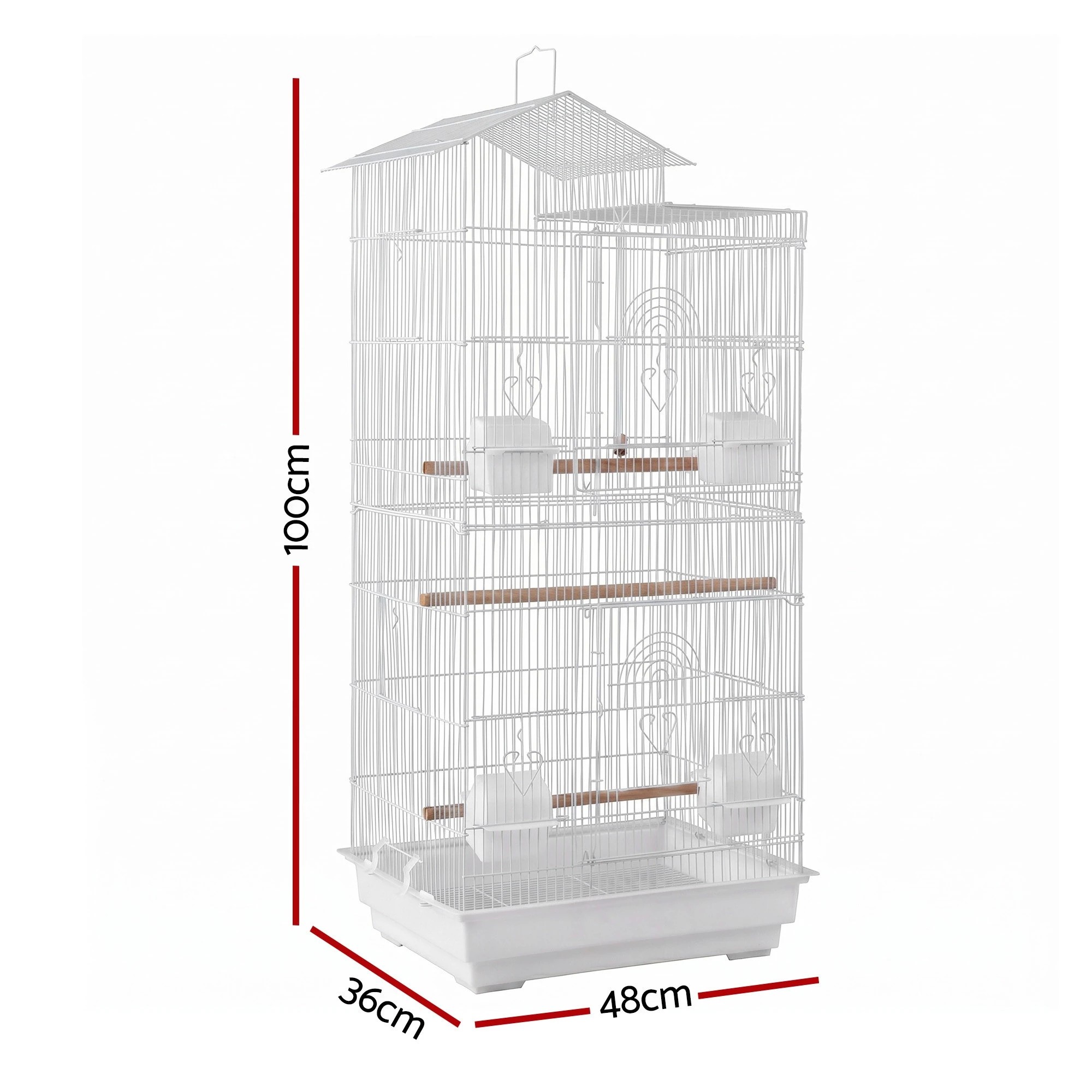 3 i.Pet 100cm Bird Cage Aviary Parrot Budgie - White, 3 of 8