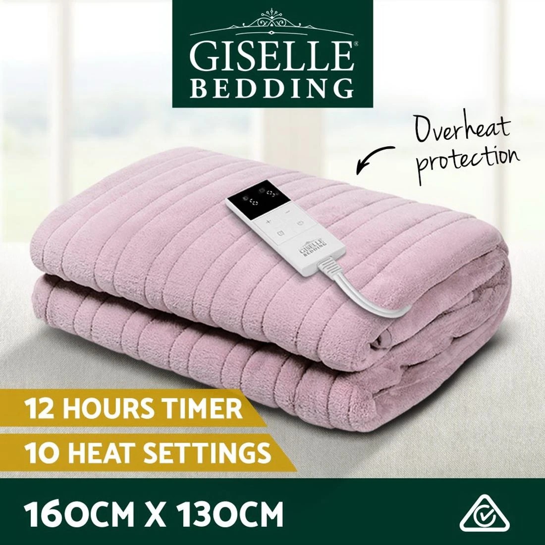 4 Giselle Electric Throw Rug Heated Blanket Fleece - Pink, 4 of 10