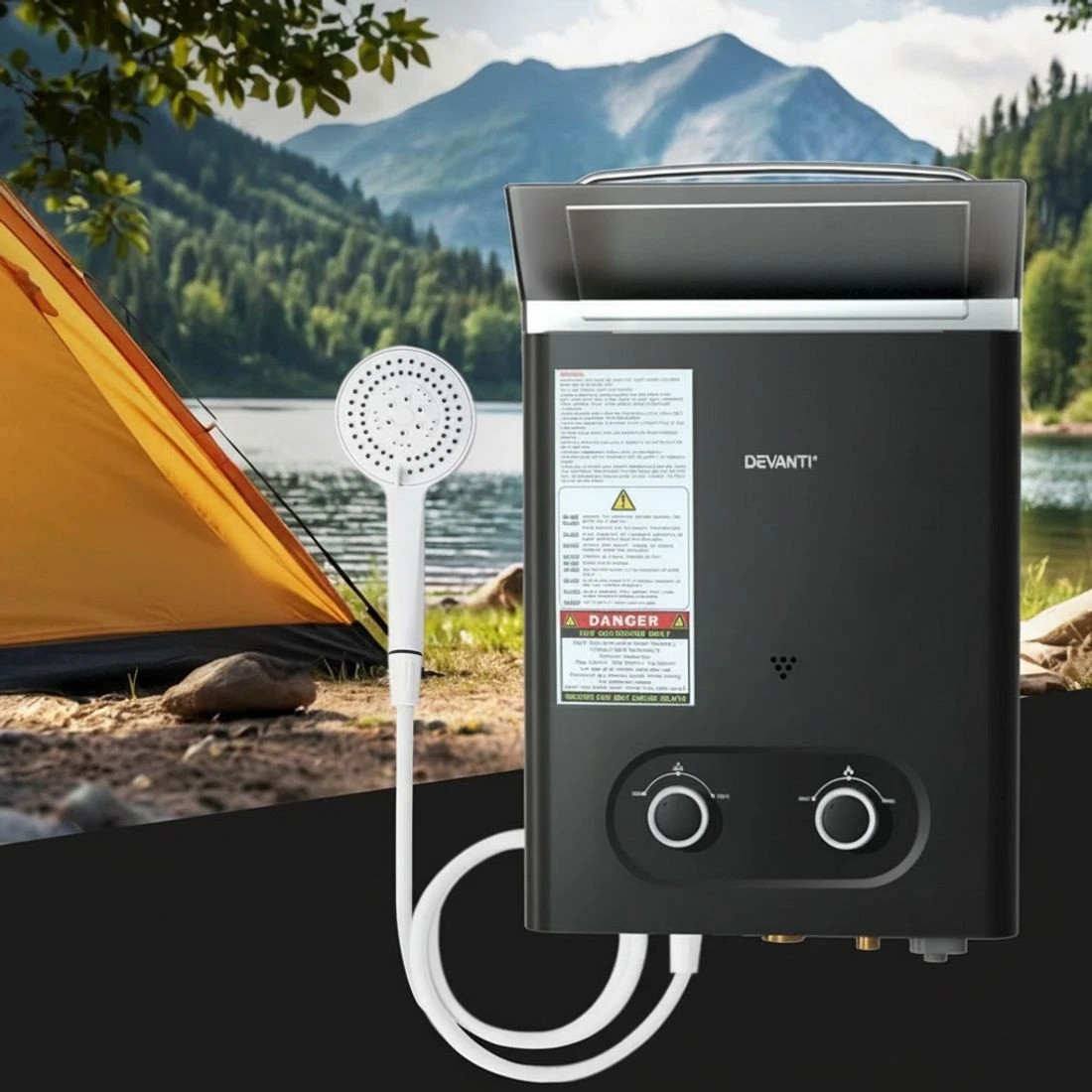 4 Devanti Portable Gas Water Heater LPG-powe System - Black, 4 of 6