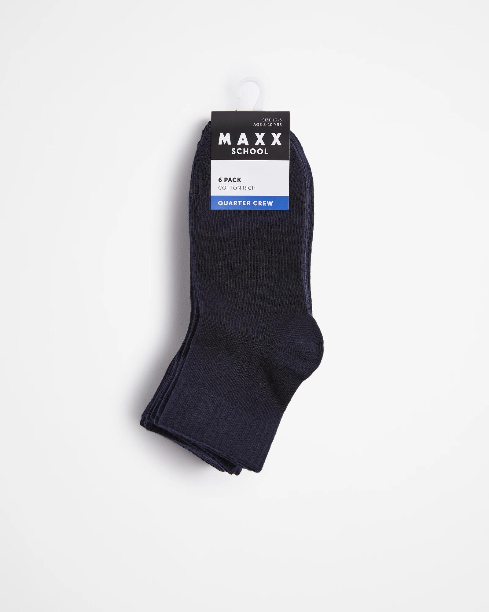3 Maxx School Quarter Crew Kids Socks 6 Pack NAVY BLUE, 3 of 3