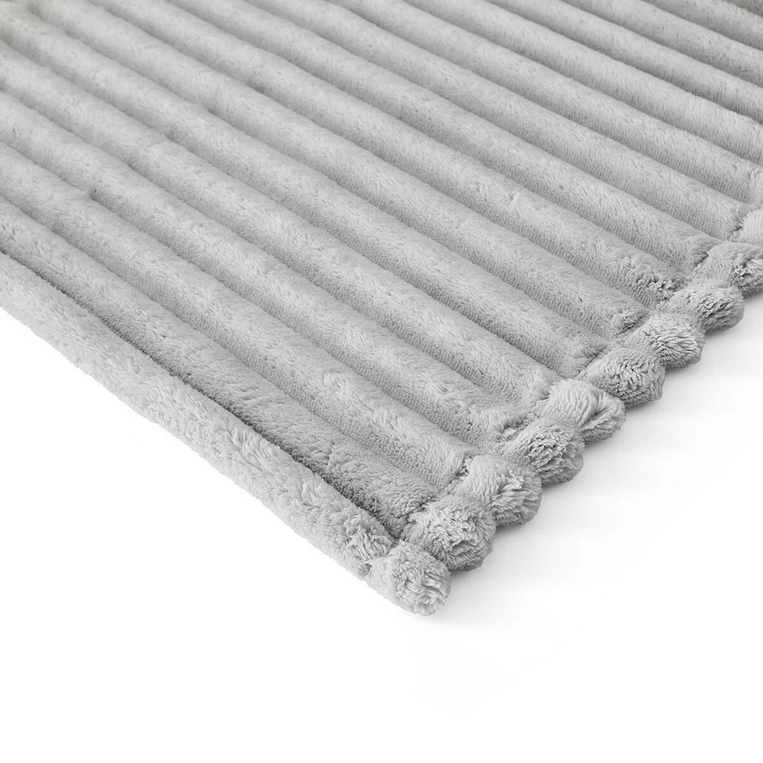 6 Plush Ribbed Blanket - Queen/King Bed, Grey, 6 of 6