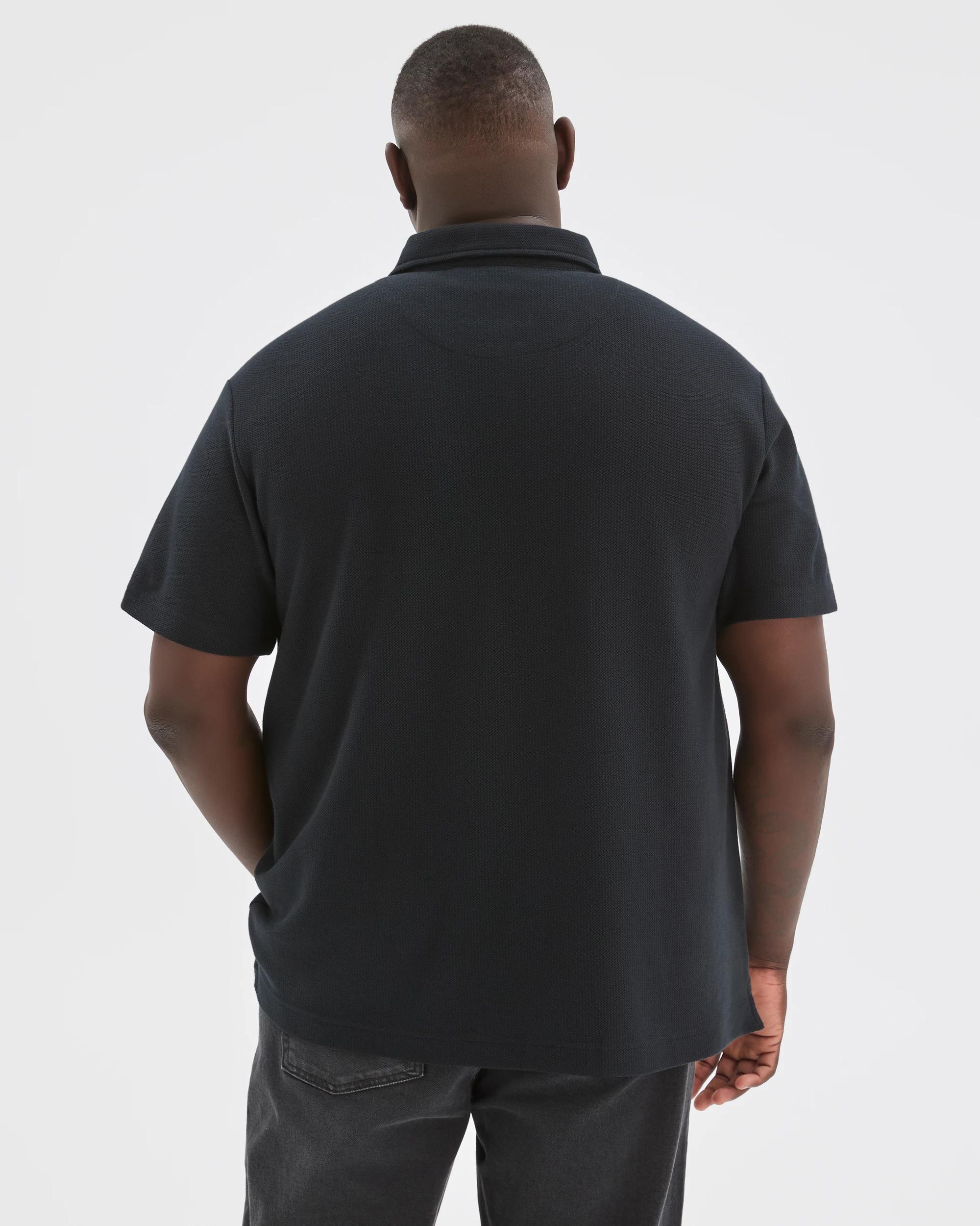 7 Target Man Plus Size Australian Cotton Textured Polo Top BLACK, 7 of 7
