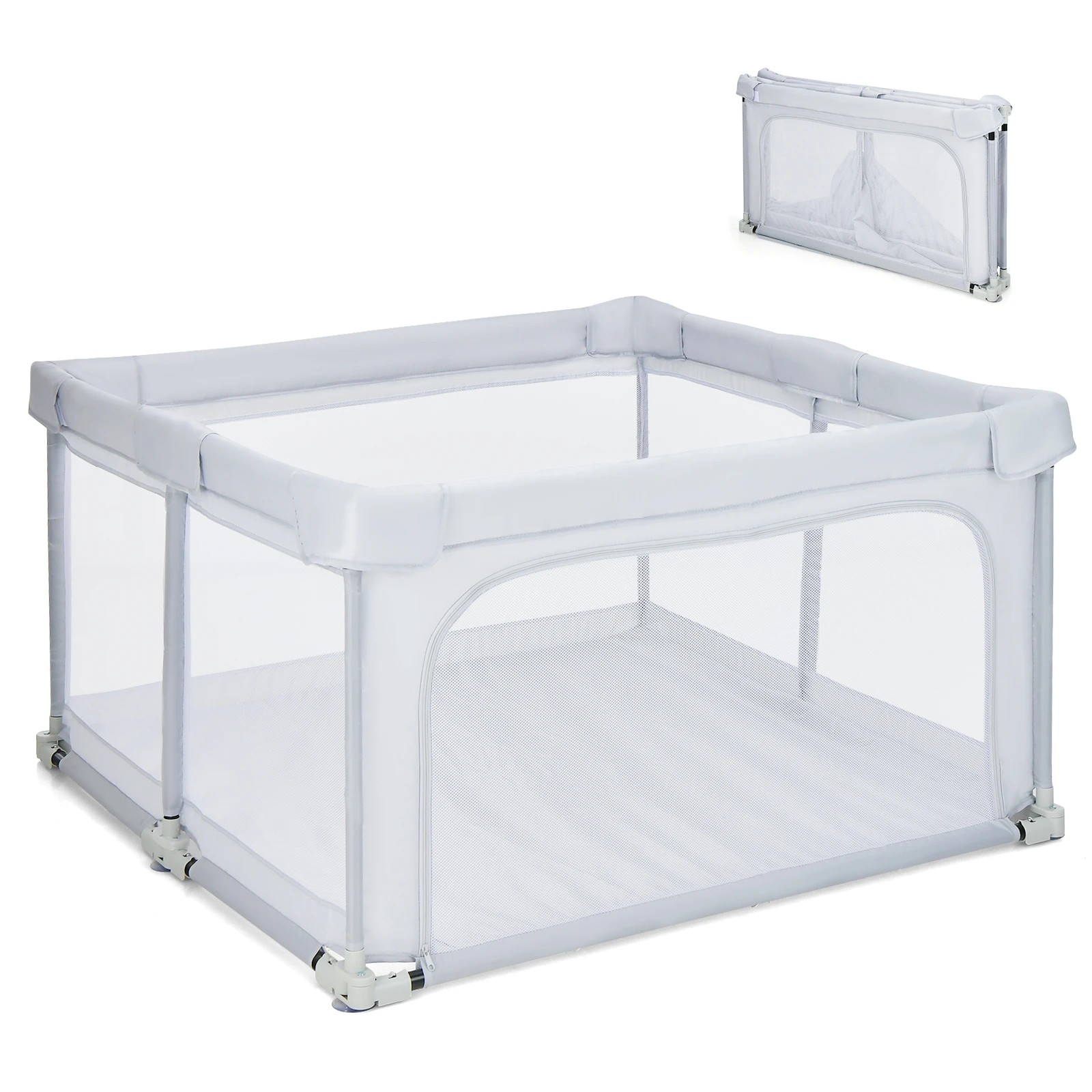 1 Costway 124x124x70cm Folding Playpen Security Enclosure Play Fence, 1 of 1