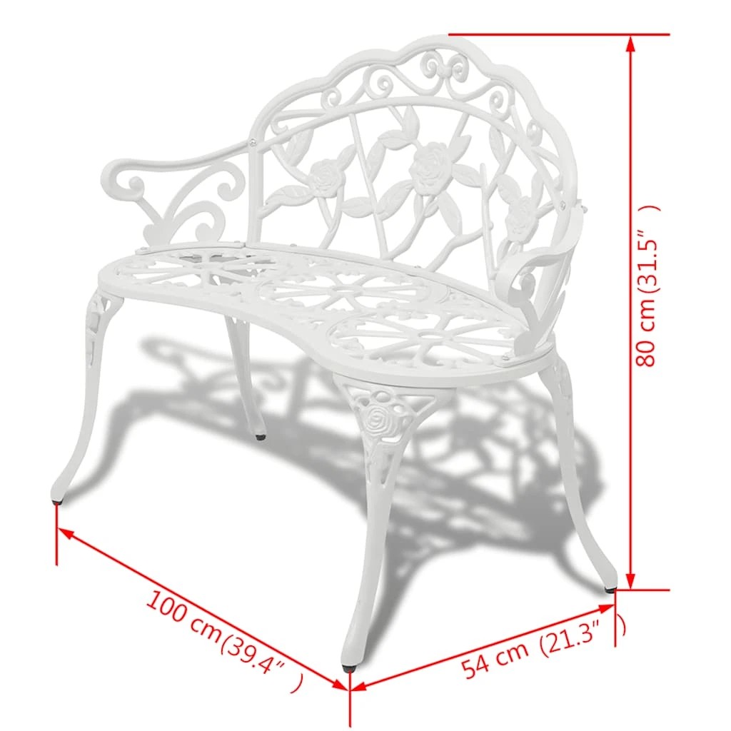 3 Vidaxl Garden Bench Cast Aluminium - White, 3 of 3