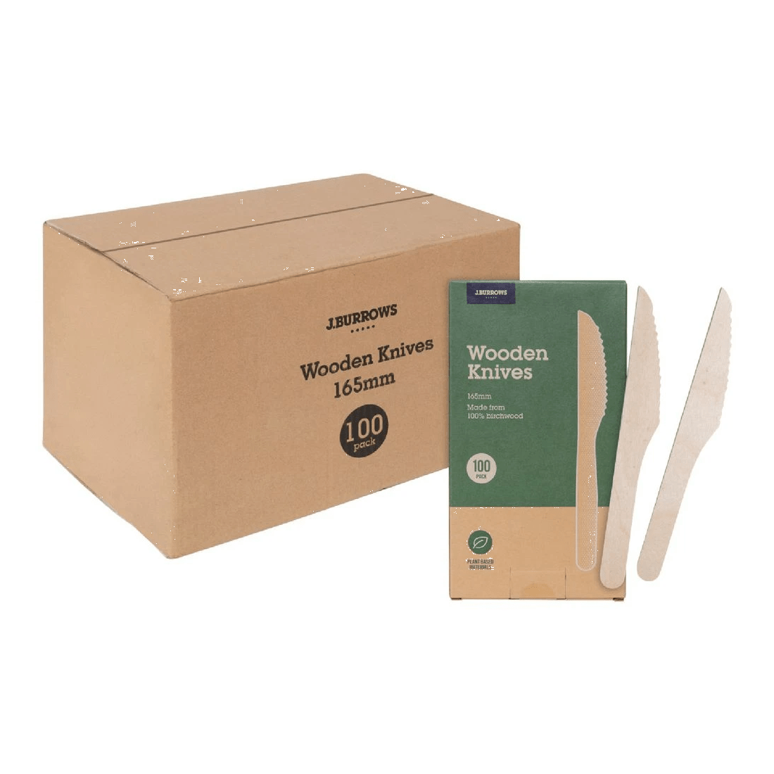 1 J.Burrows Wooden Knives 165mm 2000 Pack, 1 of 3