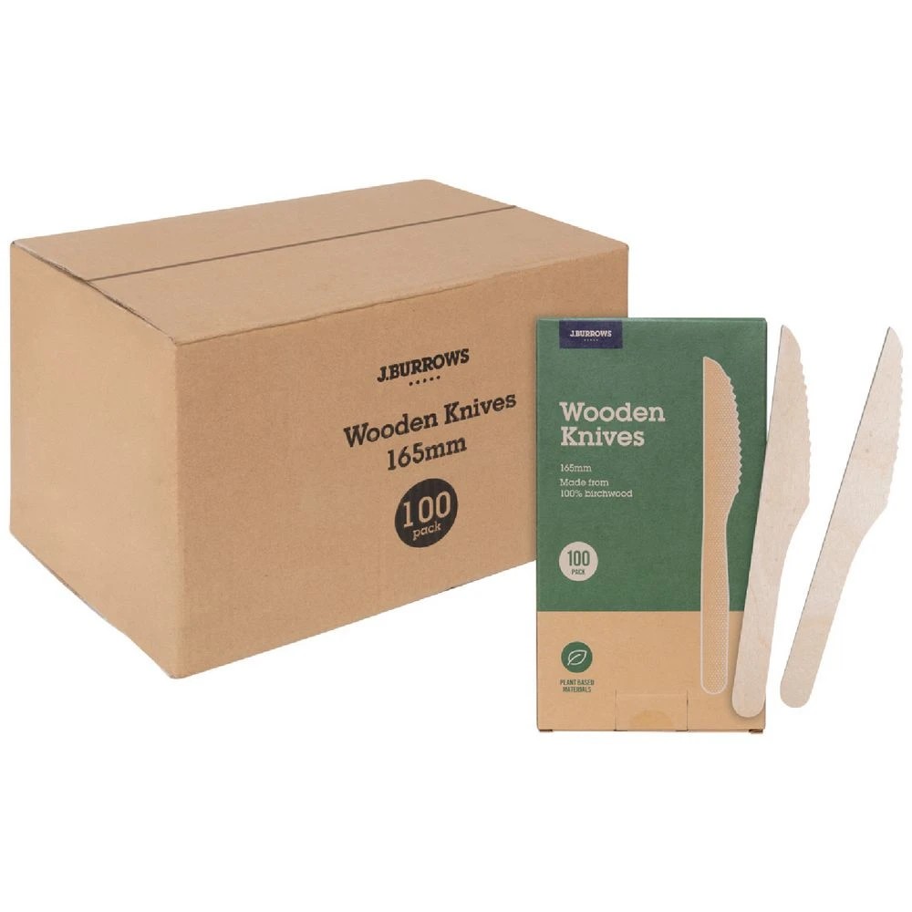 1 J.Burrows Wooden Knives 165mm 2000 Pack, 1 of 3