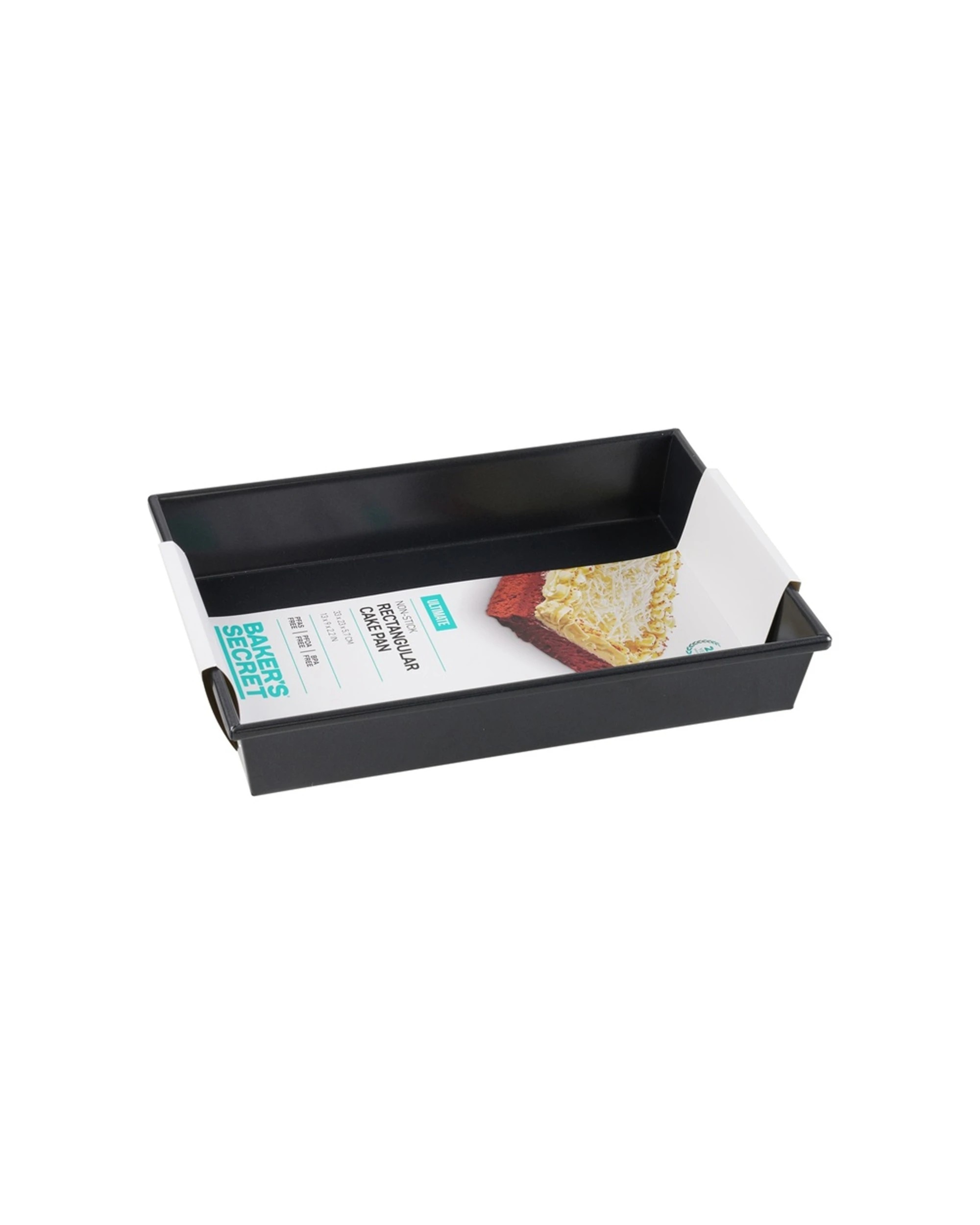 2 Bakers Secret Ultimate Non-Stick Rectangular Cake Pan 33x23cm Durable Build - Black, 2 of 3