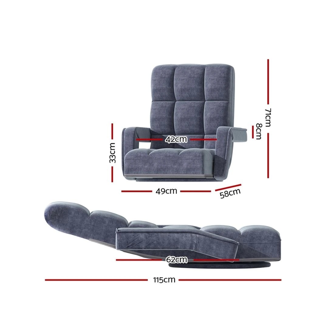 2 Artiss Floor Chair Lounge Sofa Swivel Charcoal - Grey, 2 of 6