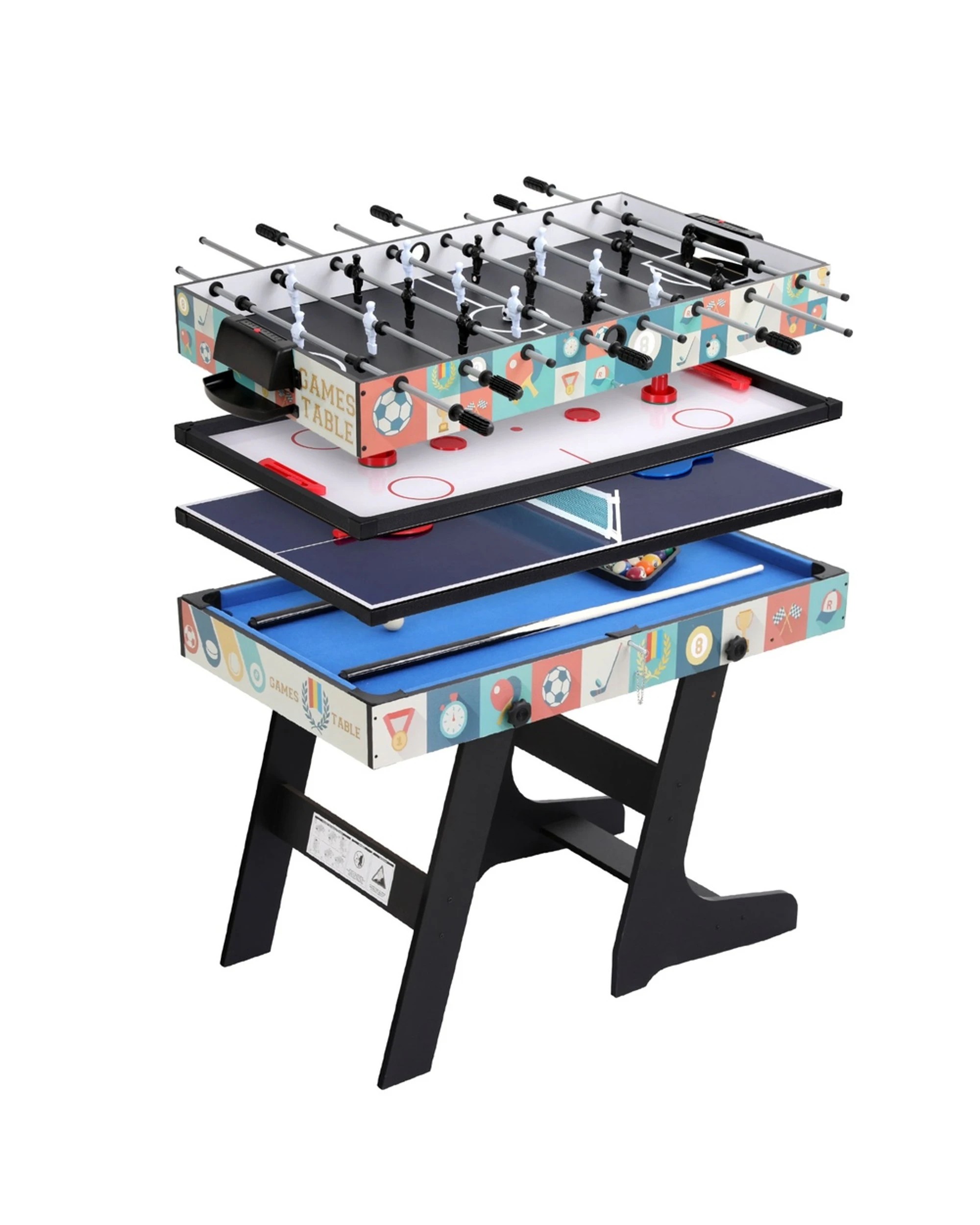 1 Everfit 4-in-1 Soccer Table Foldable Game Foosball Table Tennis Pool Hockey - Blue, 1 of 8
