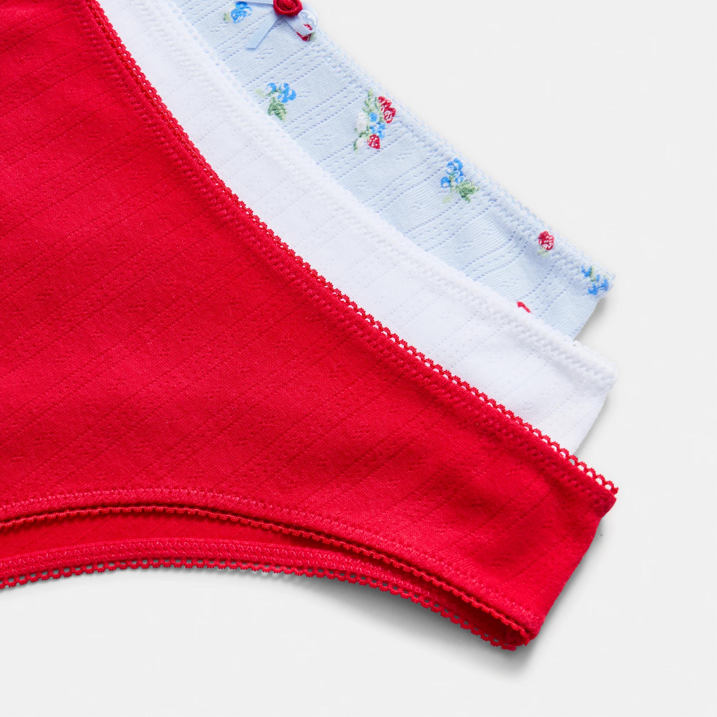 3 3 Pack Pointelle Cheeky Bikini Briefs Fruits, 3 of 9