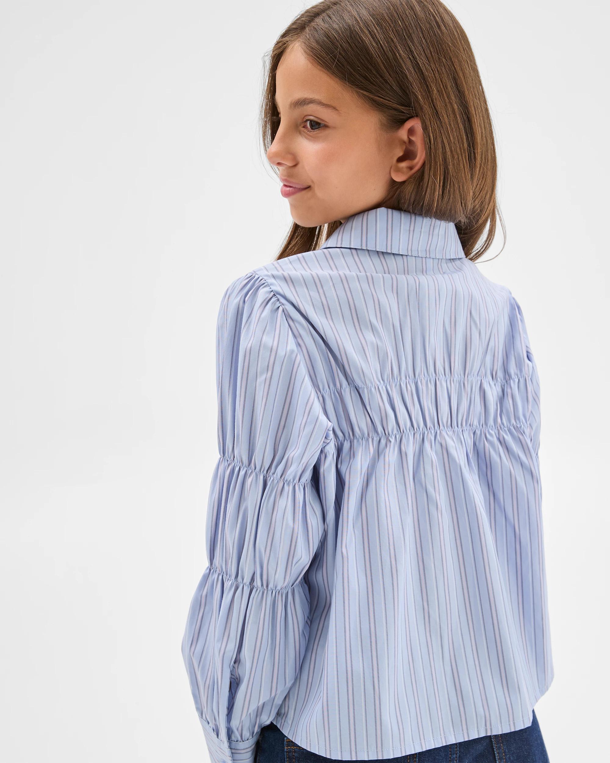 5 Target Kids Long Sleeve Ruched Pinstripe Shirt BLUE, 5 of 7
