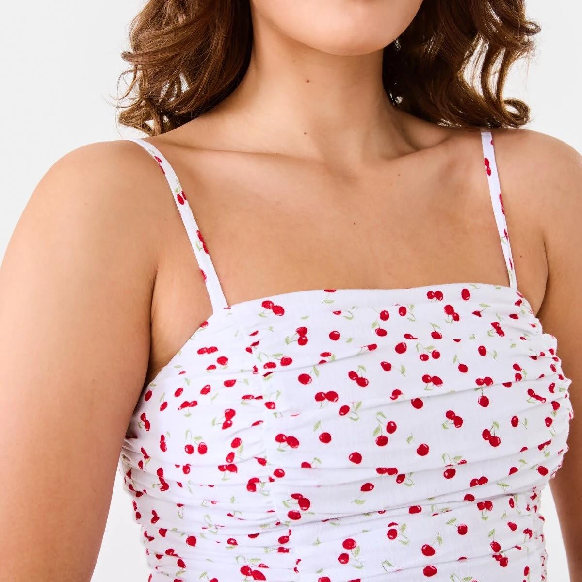8 Sleeveless Ruched Crop Top Cherries, 8 of 10