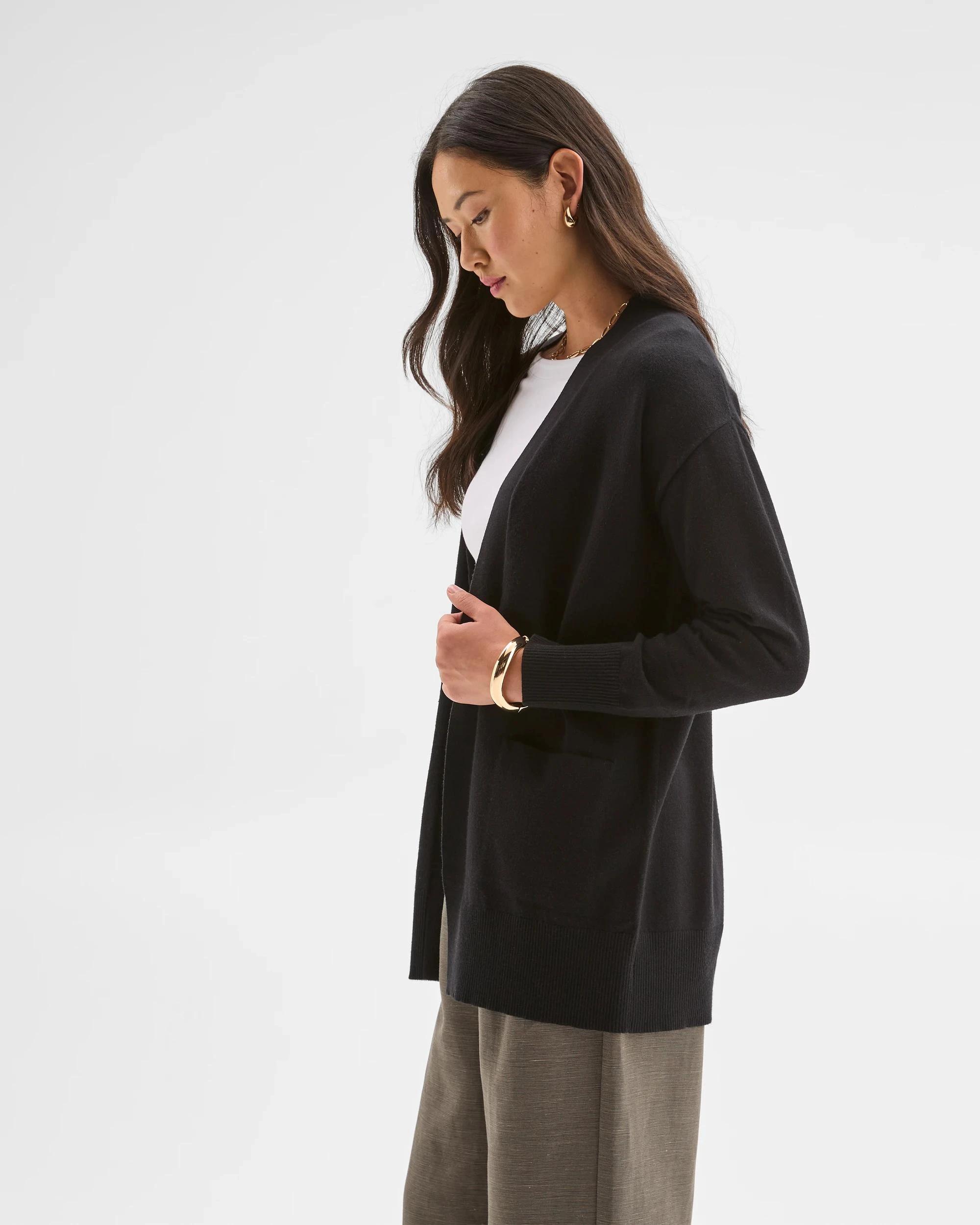 6 Preview Long Sleeve Edge To Edge Cardigan BLACK, 6 of 8
