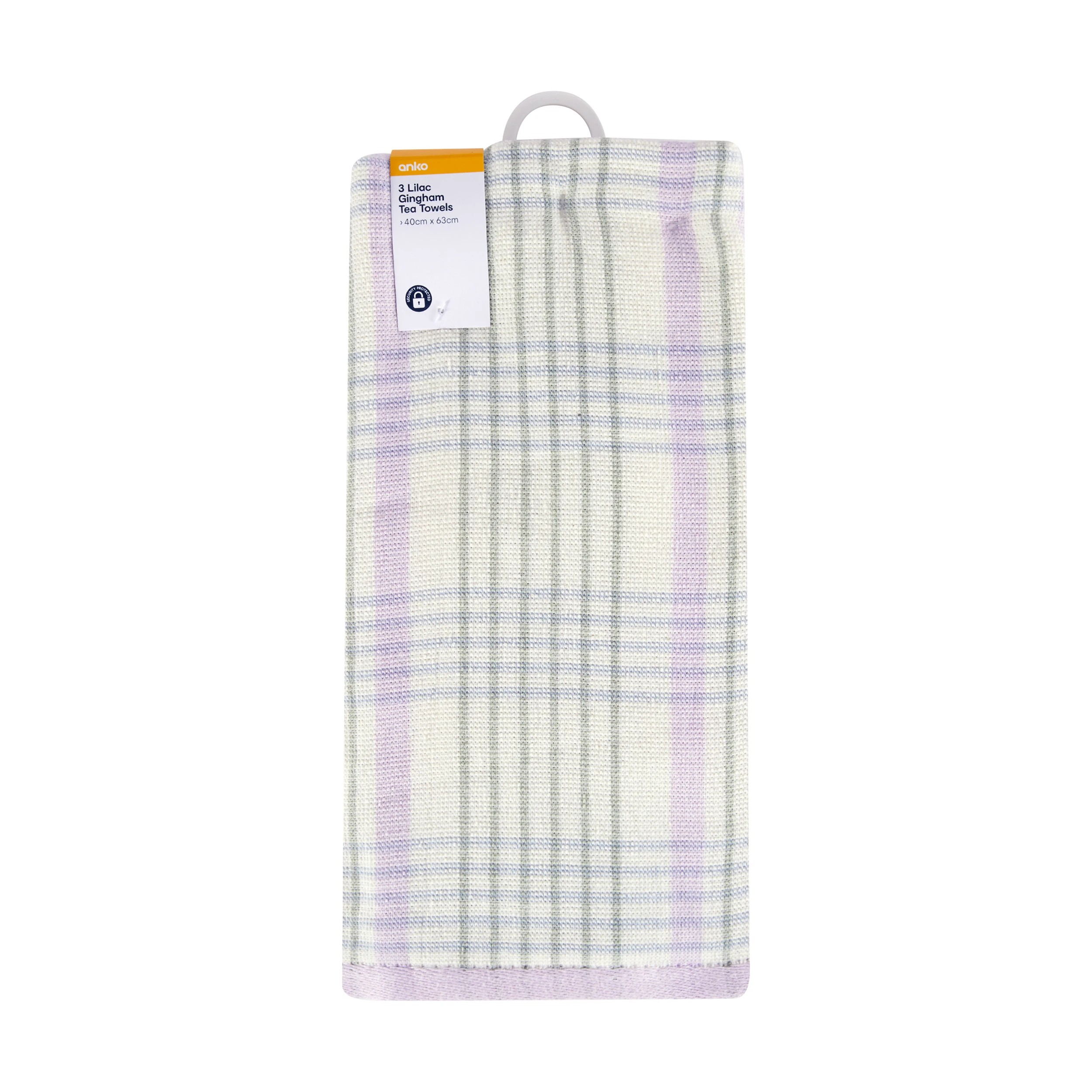6 3 Pack Lilac Gingham Tea Towels, 6 of 6