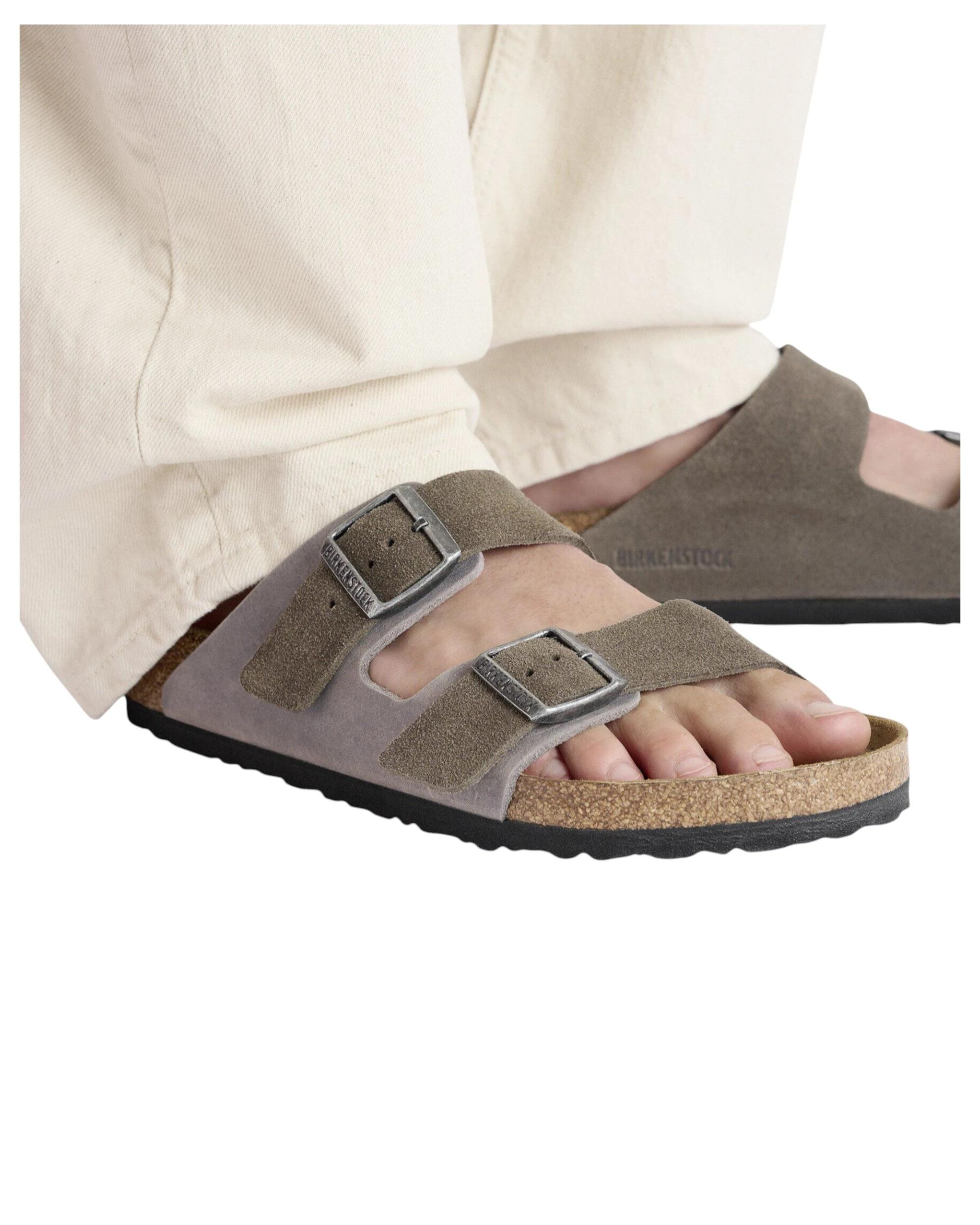 3 Birkenstock Mens Arizona Oiled Suede Leather Regular Sandals CONCRETE GREY, 3 of 7