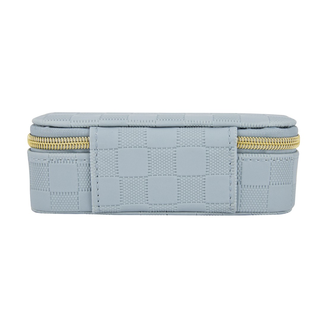 3 Blue Check Small Zip Jewellery Case, 3 of 7