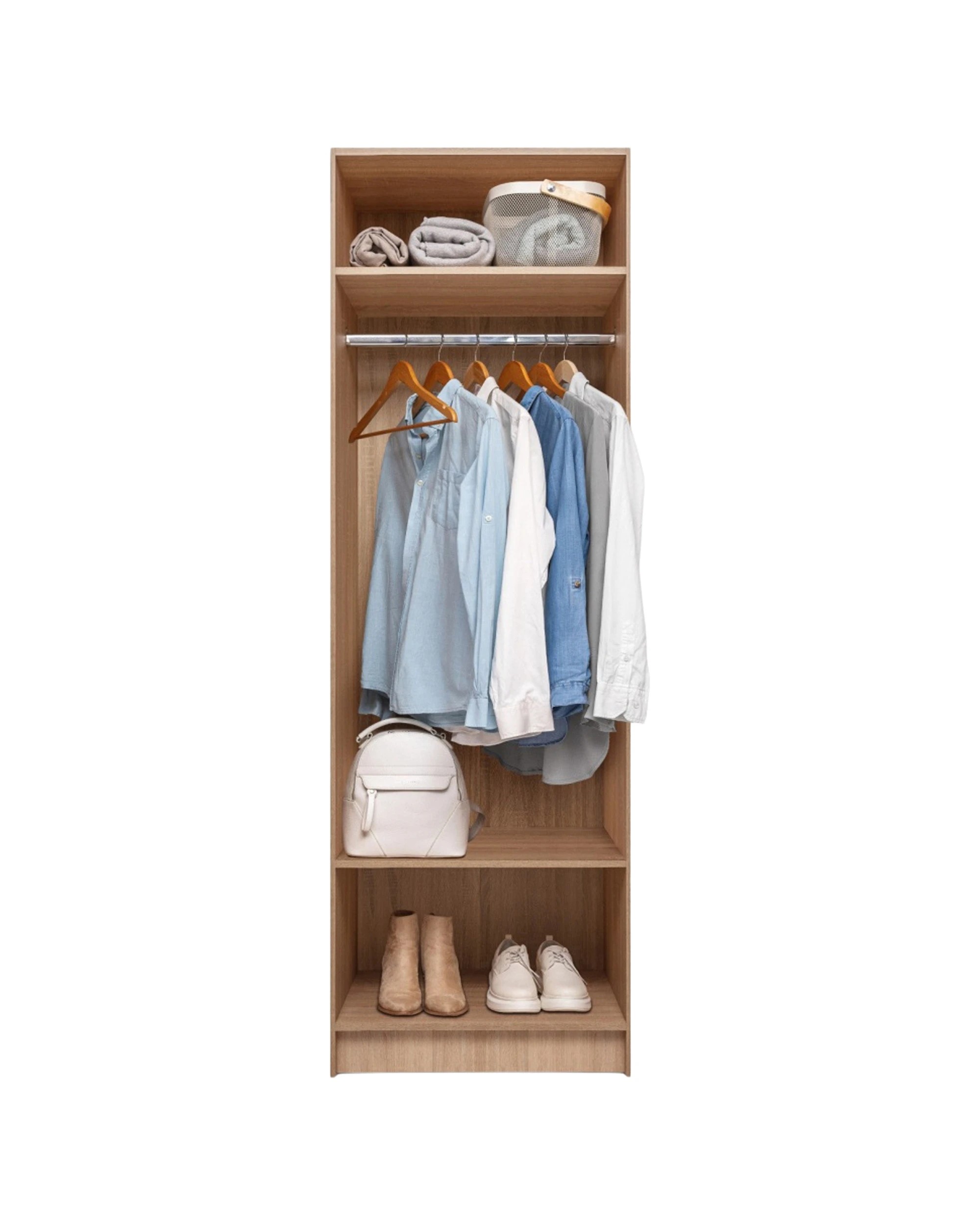 1 European Cabinetry Malmo Walk In Wardrobe 2 Shelf Hanging Module Oak - Natural, 1 of 4