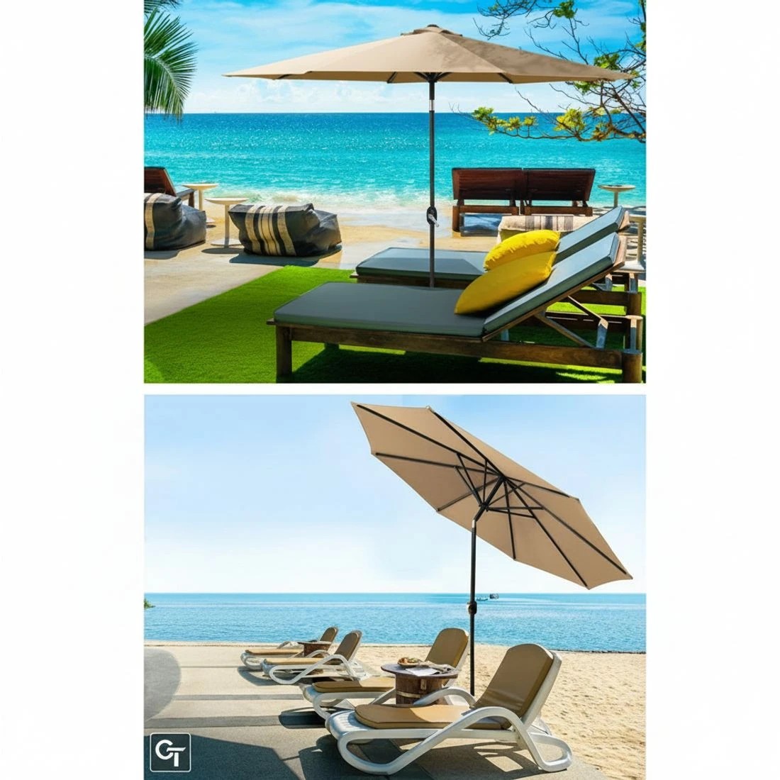 5 Instahut 2.7m Outdoor Umbrella w/Base Pole Stand Garden Sun - White, 5 of 7