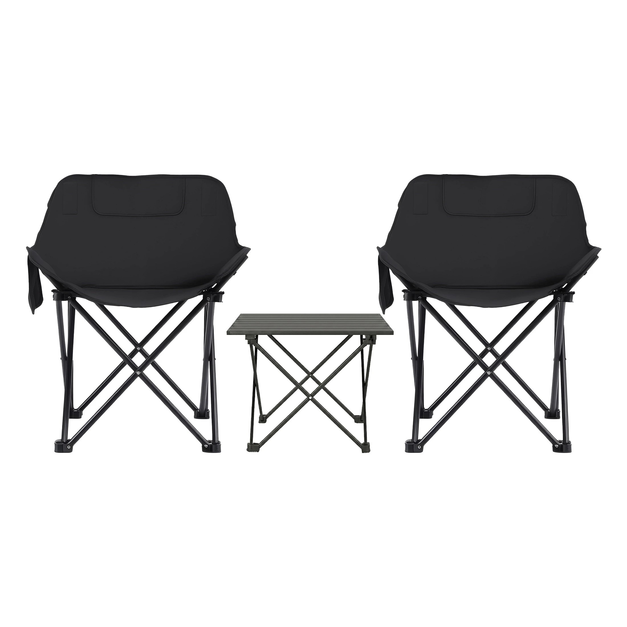 3 Weisshorn 3pc Camping Table Chair Set Outdoor Folding Aluminium Portable Picnic - Black, 3 of 4
