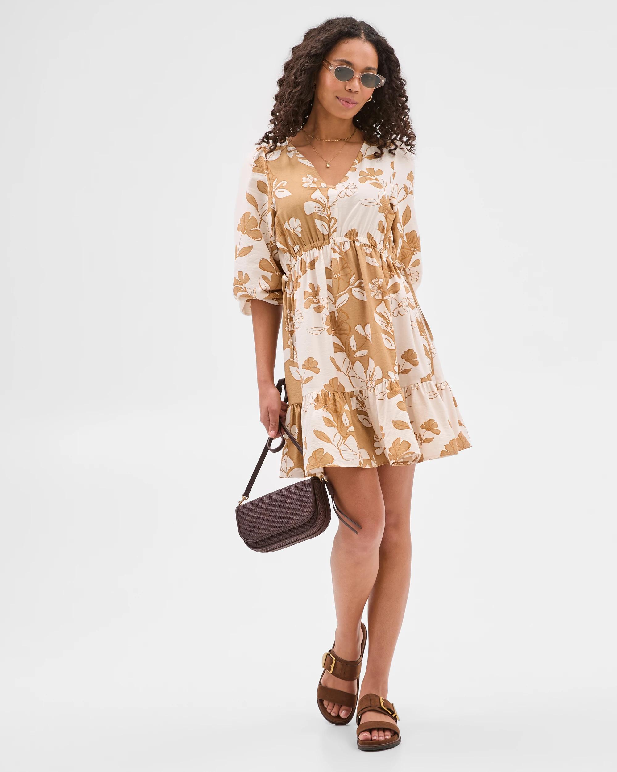 2 Target Woman Long-sleeve Floral Print Mini Dress - Viscose/nylon Blend FLORAL PRINT, 2 of 5