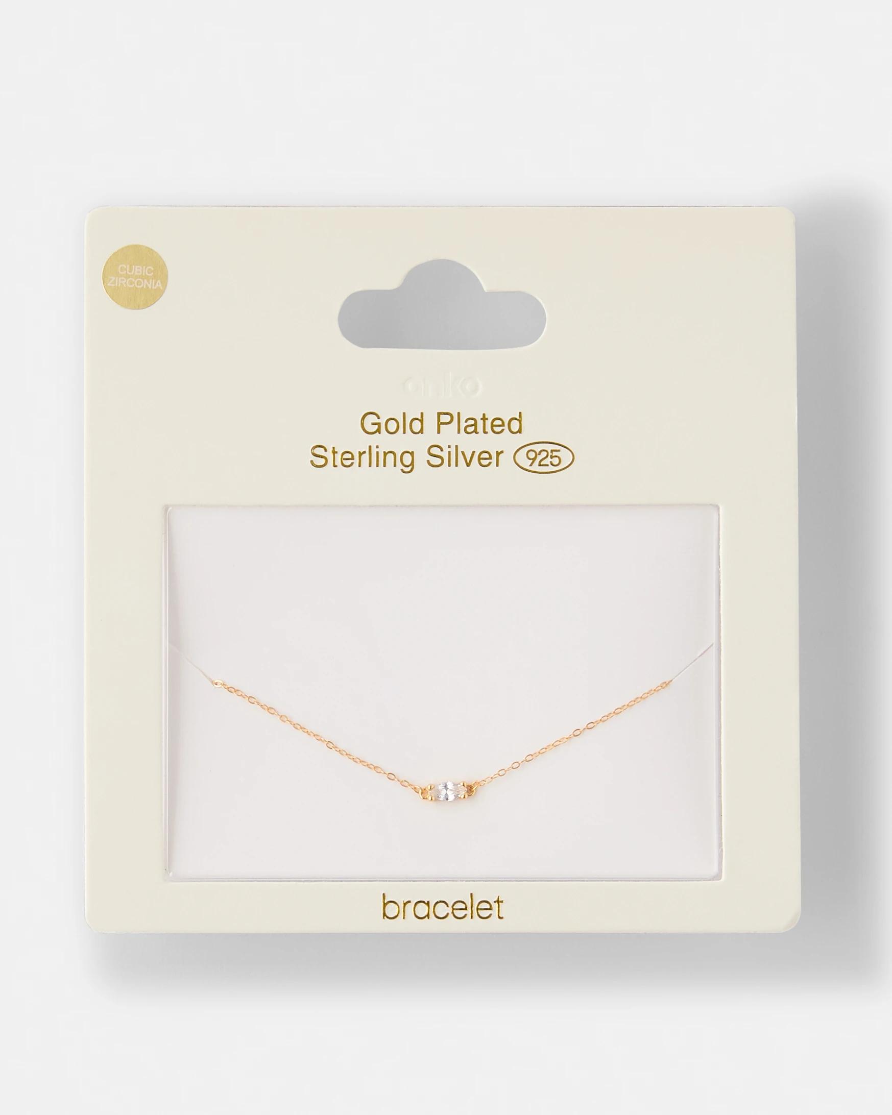 4 Cubic Zirconia Gold Plated Sterling Silver 925 Stone Bracelet Gold, 4 of 4