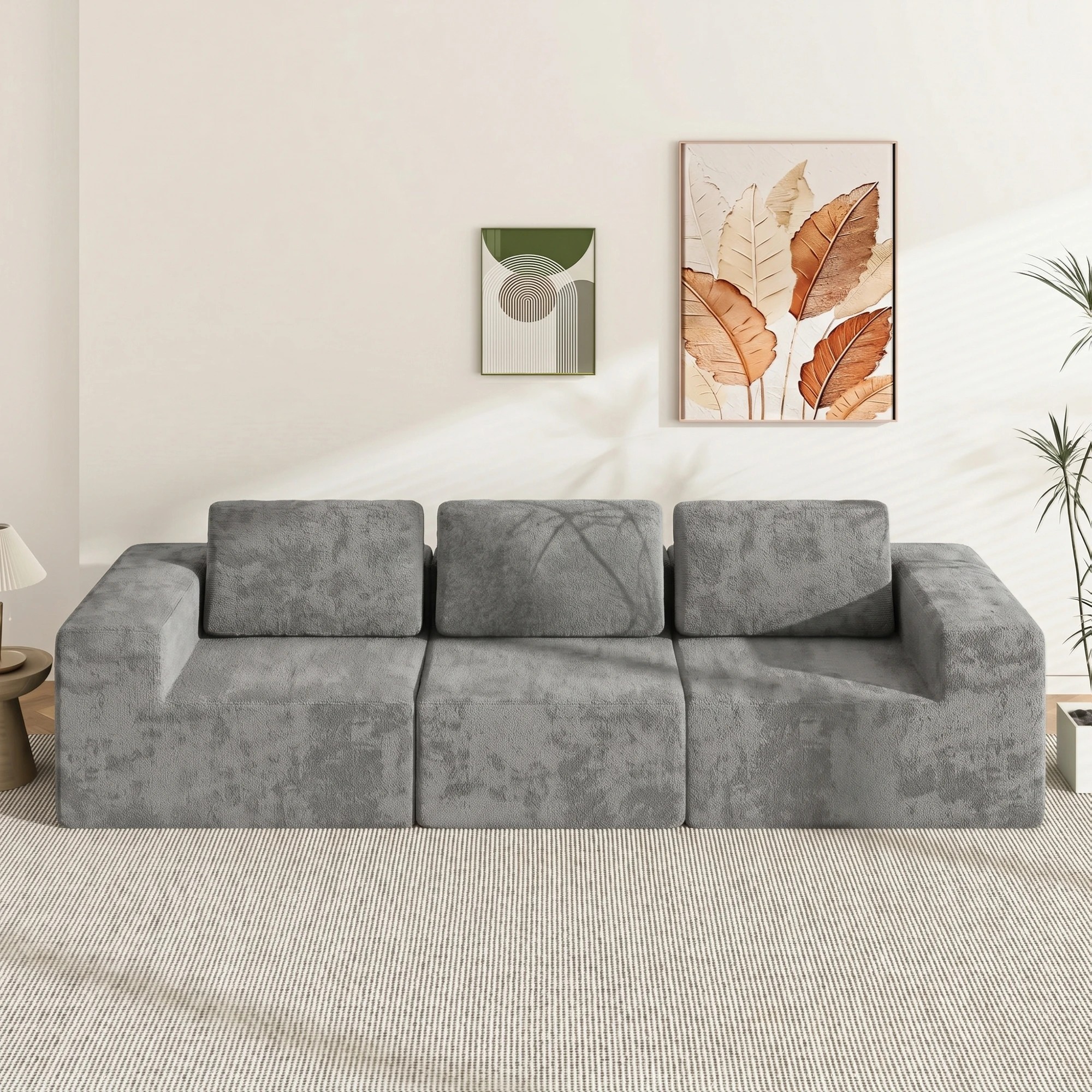 3 Advwin 265cm 3 Seater Sofa Chenille Fabric Modern Modular Sectional Couch No Assembly Foam Modular Sofa, 3 of 7